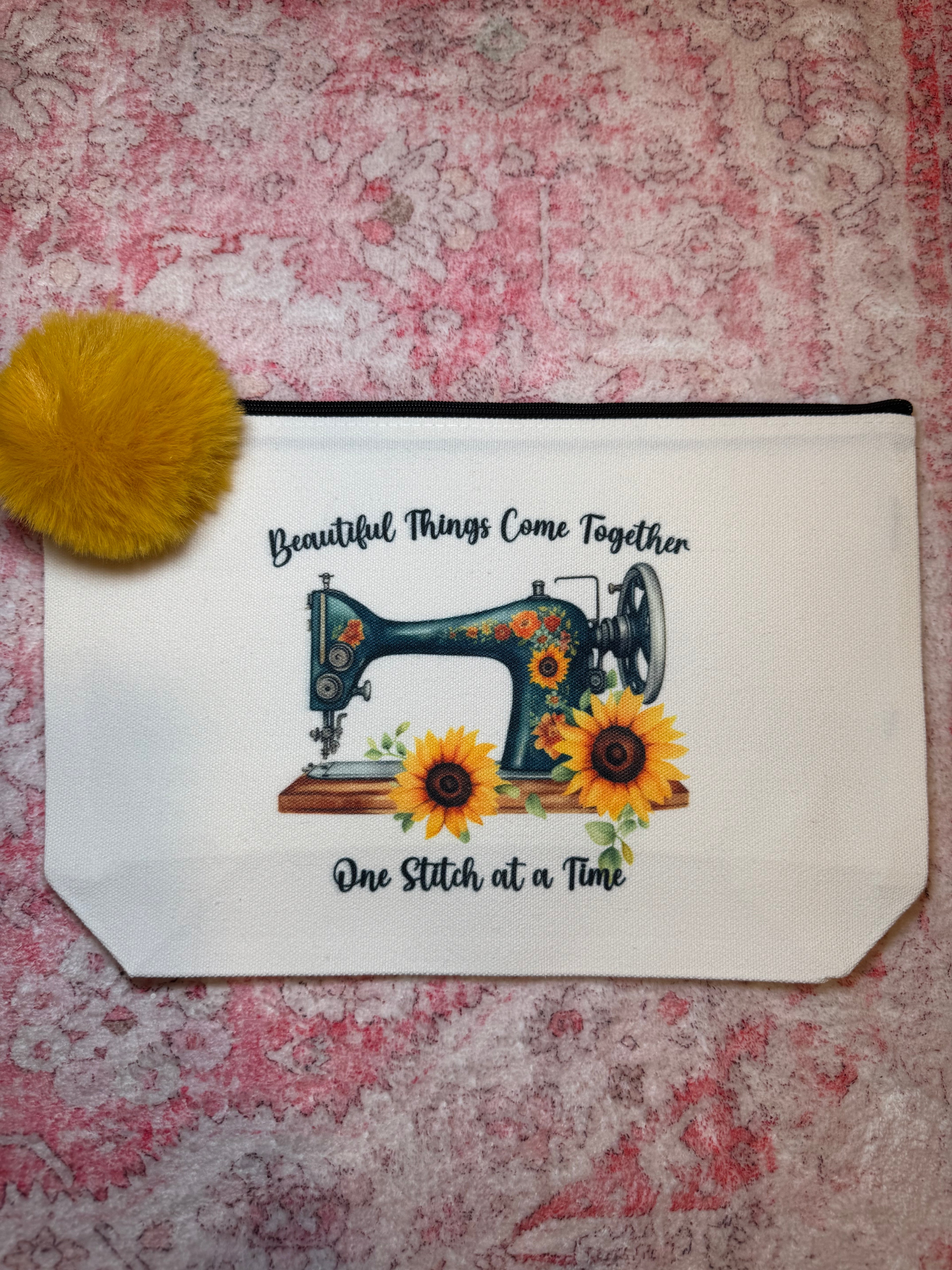 Beautiful Things Come Together One Stitch at a Time - Large Canvas Pouch