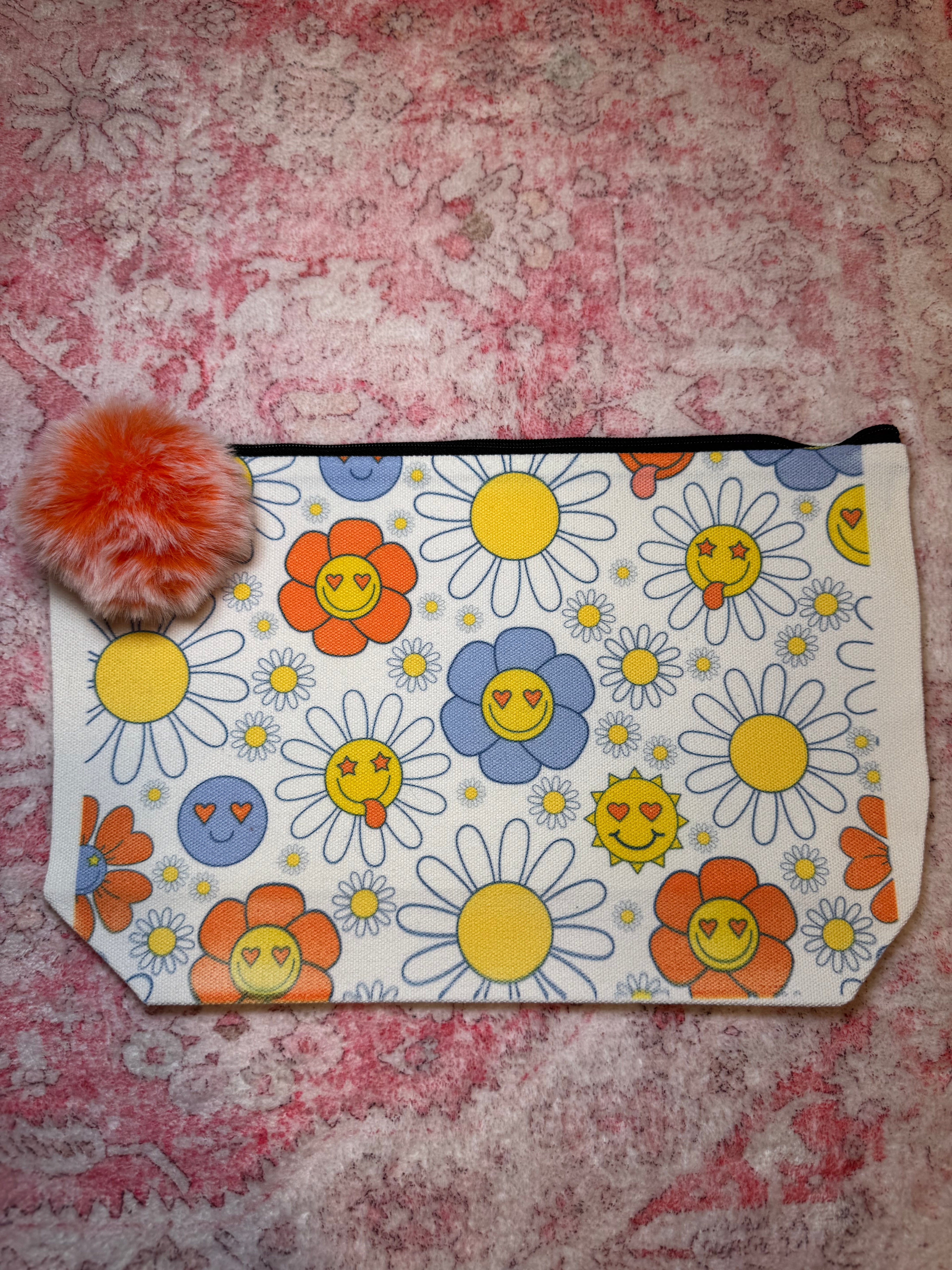 Groovy Smiley - Large Canvas Pouch