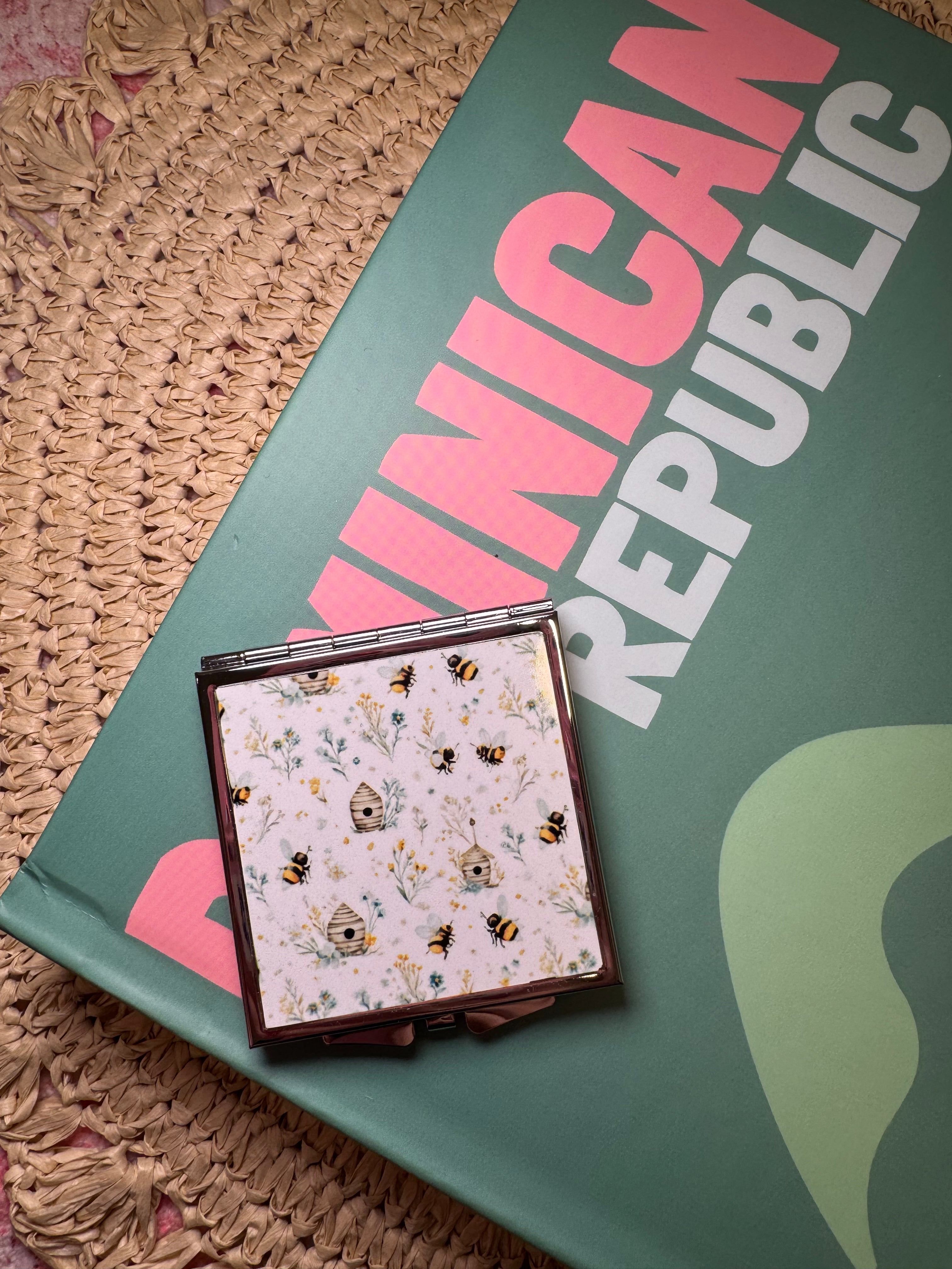 Springtime Bees - Compact Mirror – Metal compact mirror
