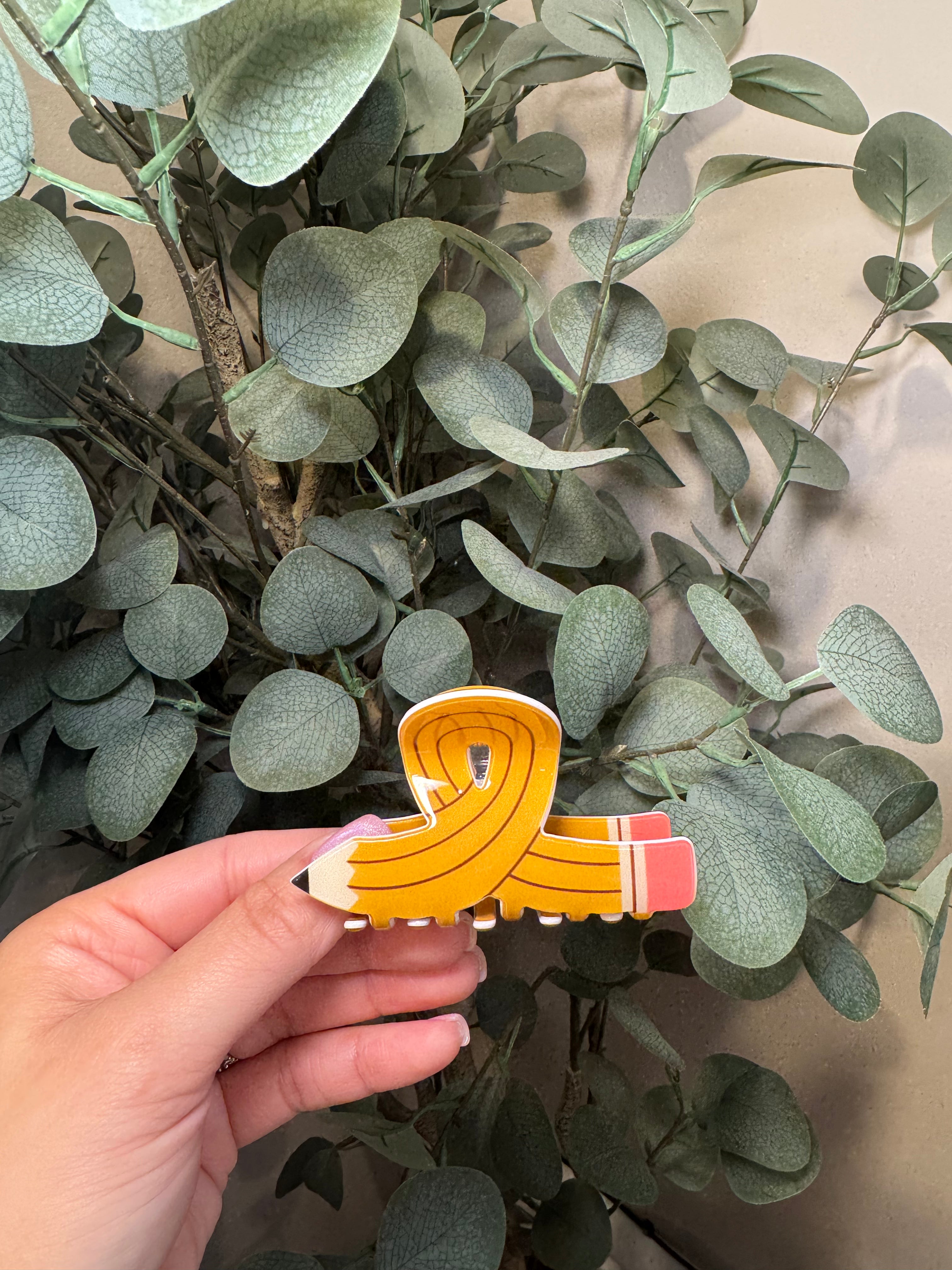 Yellow Pencil -Small Claw Clip