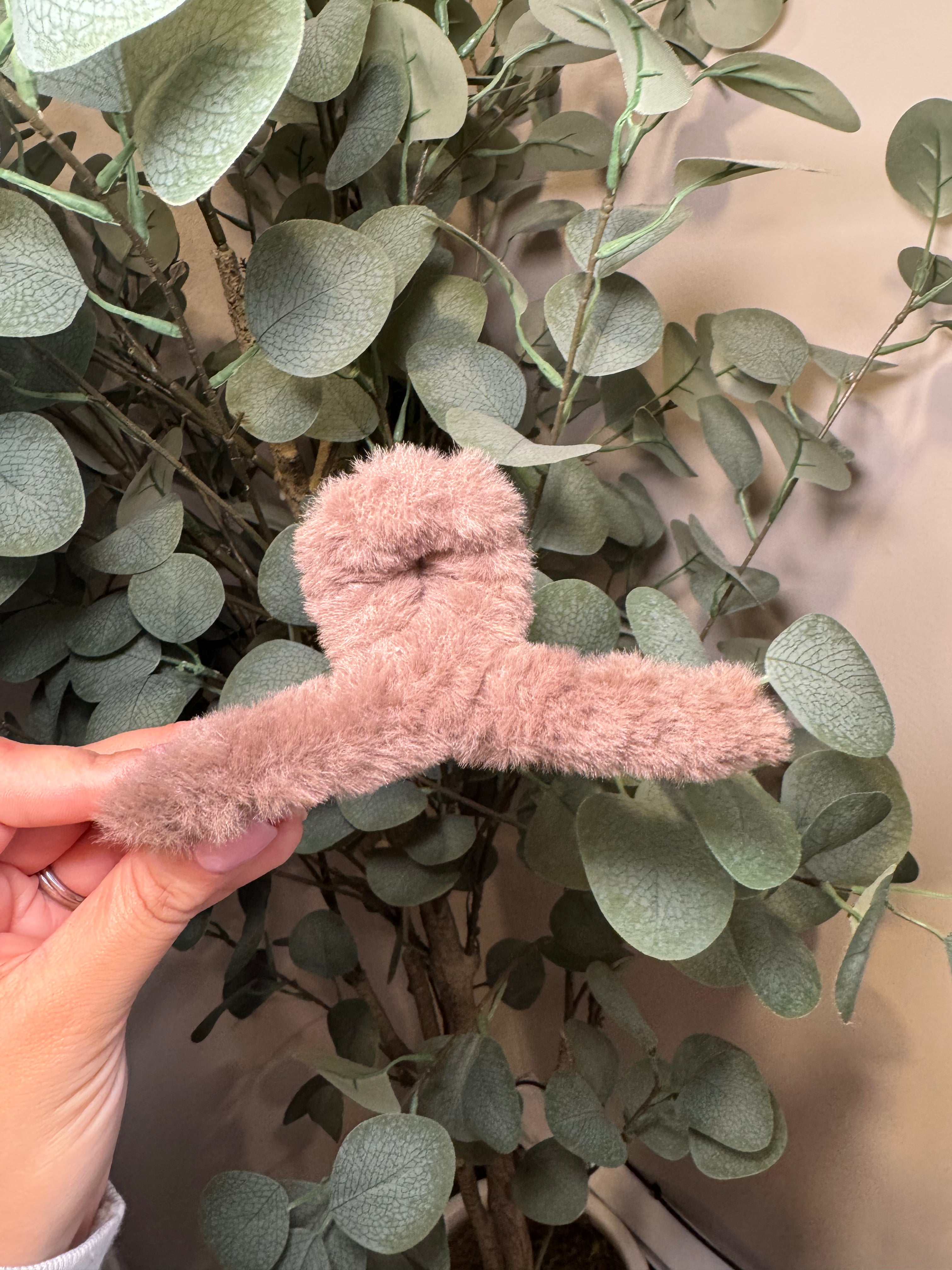 Brown Fuzzy -Large Claw Clip