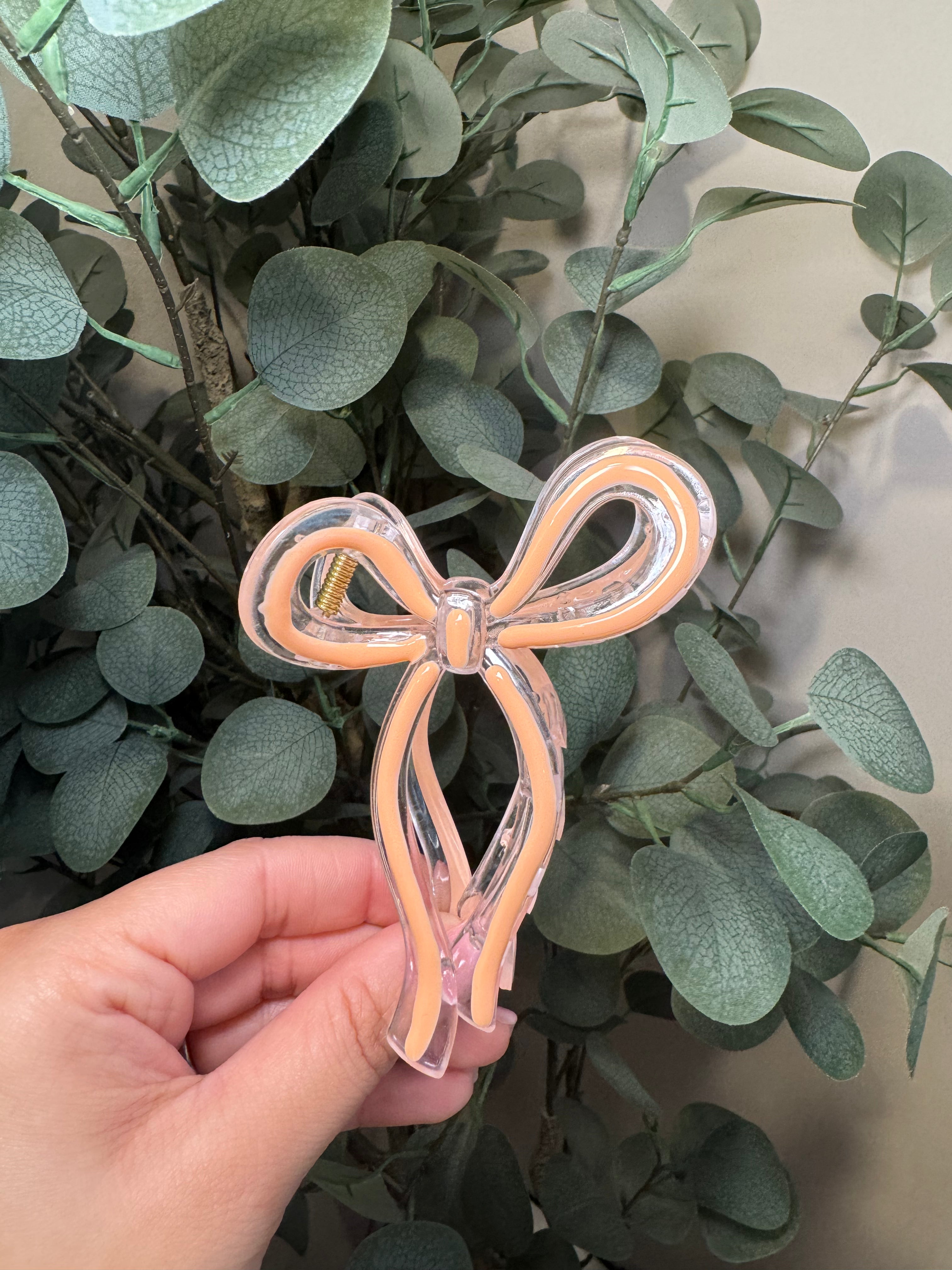 Peach Bow -Large Claw Clip