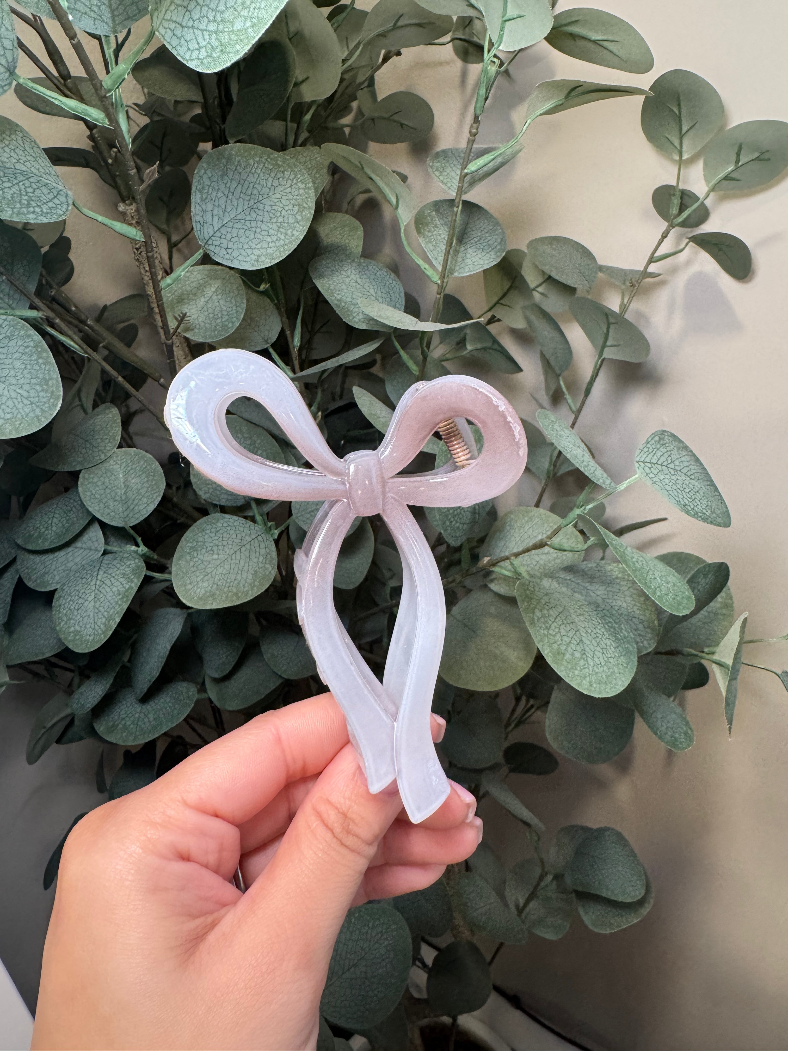 Greige Jelly Bow -Large Claw Clip