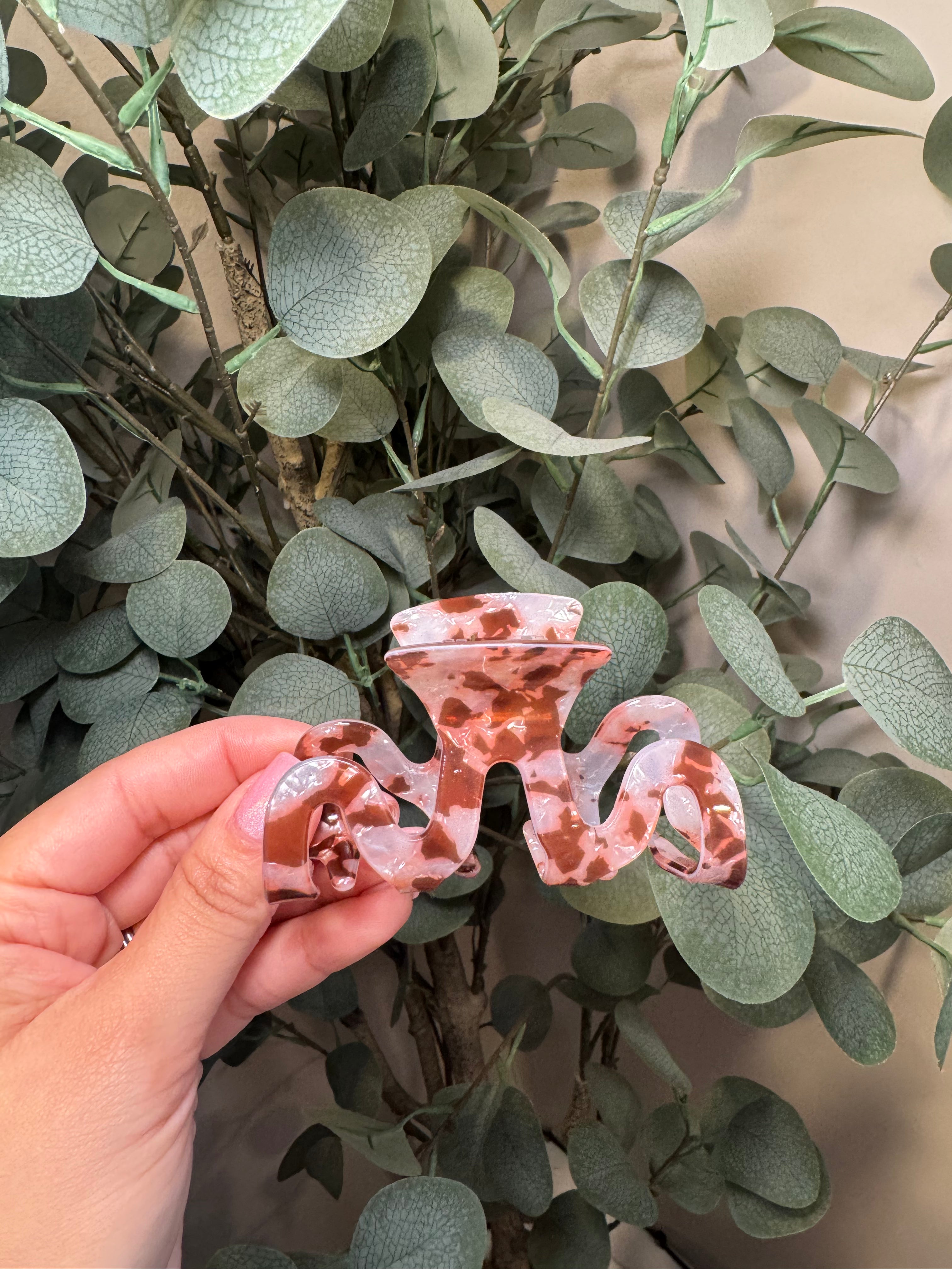 Pink & Brown Tortoise -Small Claw Clip