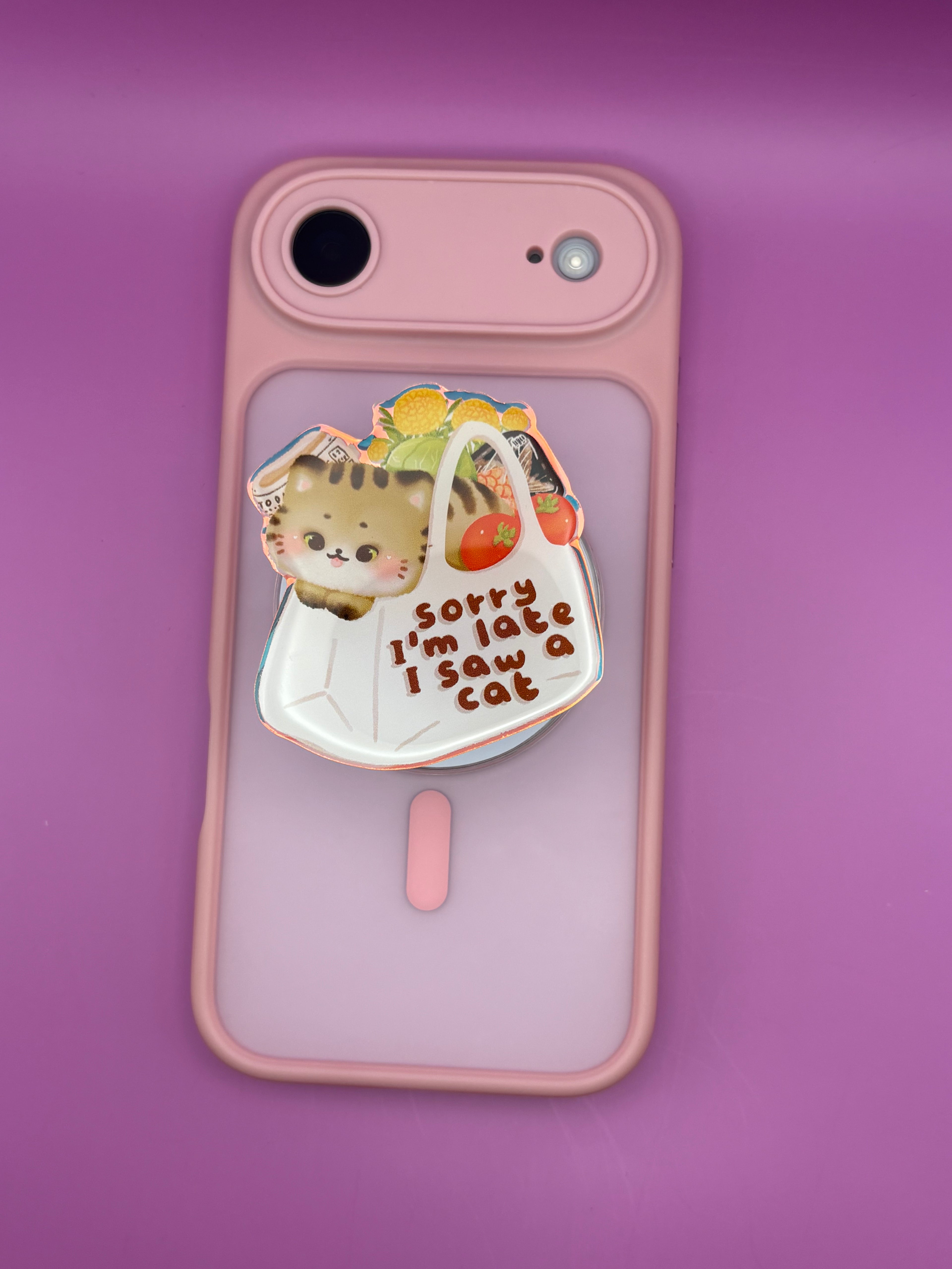"Sorry I'm late I saw a cat"  Phone & E-Reader MagSafe Grip