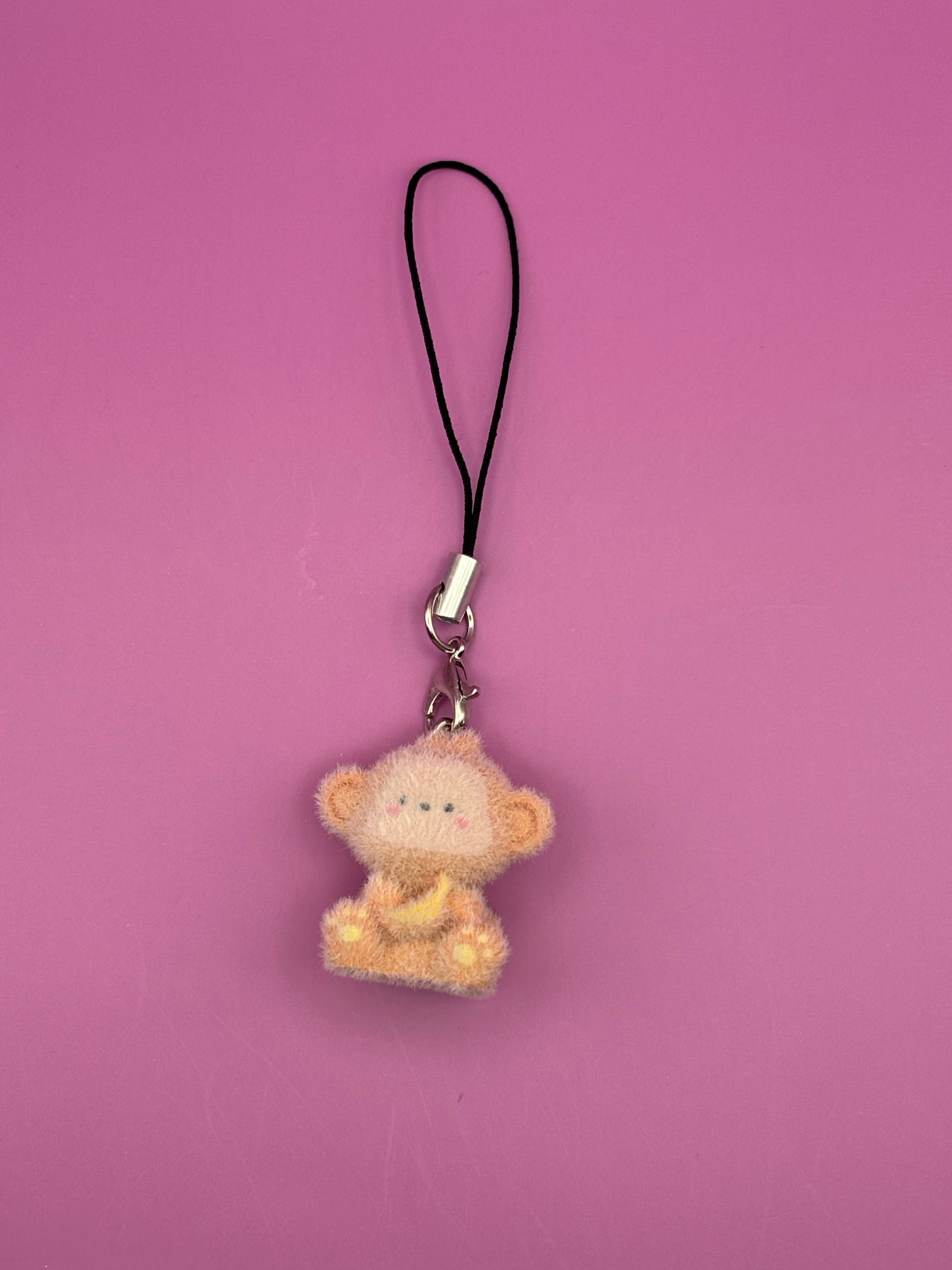Flocked Monkey - Phone Charm