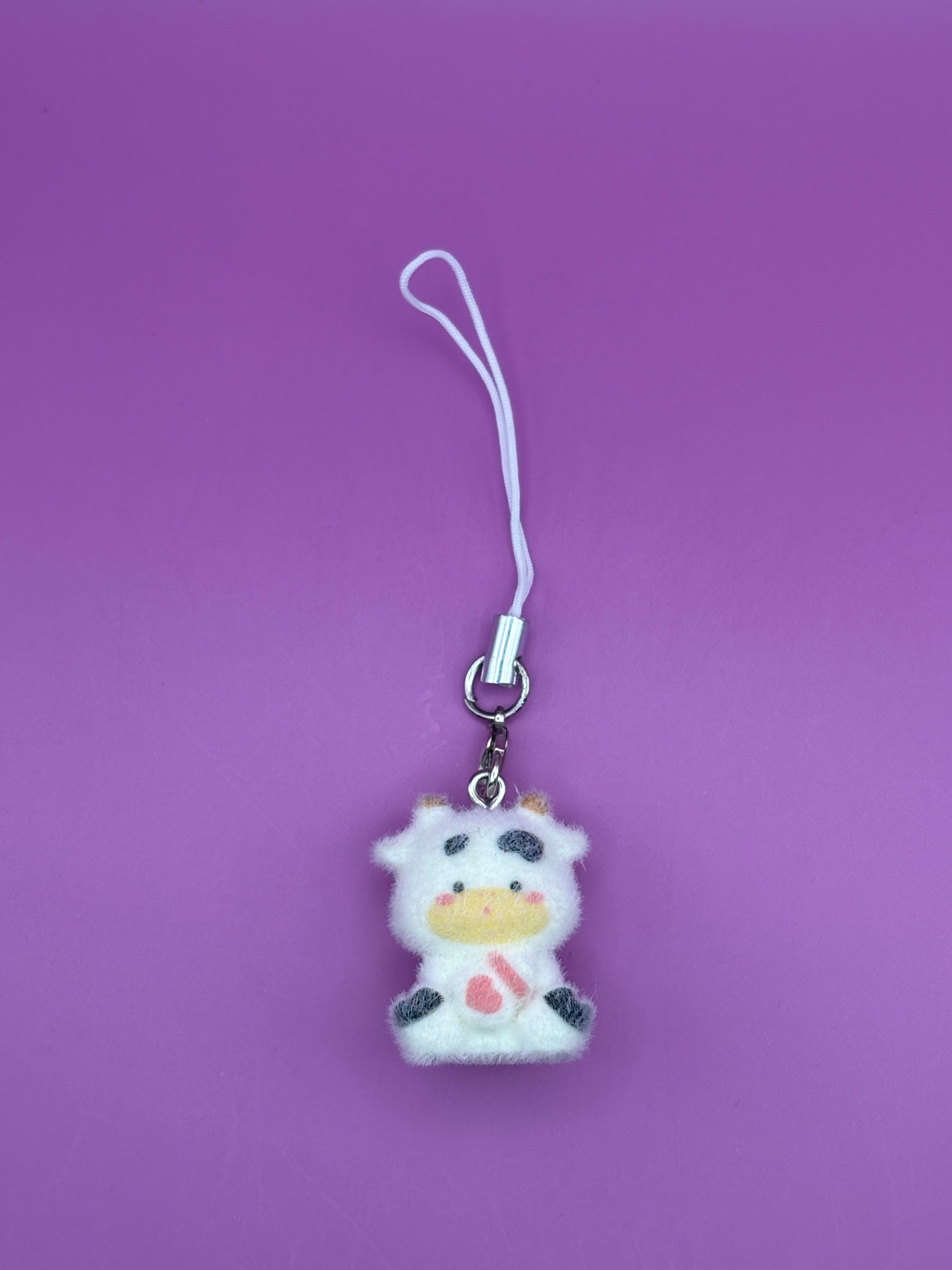 Flocked Cow - Phone Charm