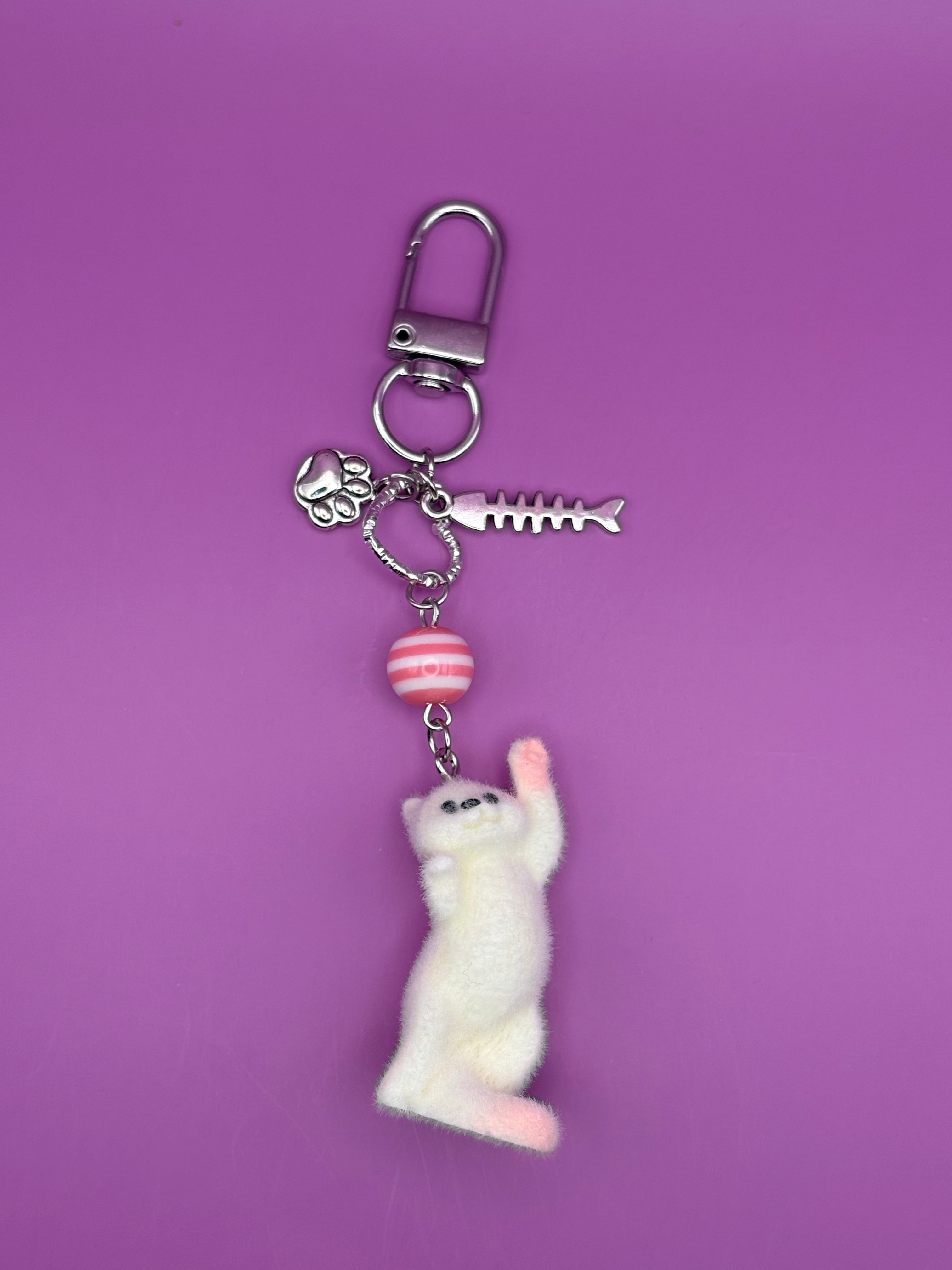 Flocked Cat - Keychain