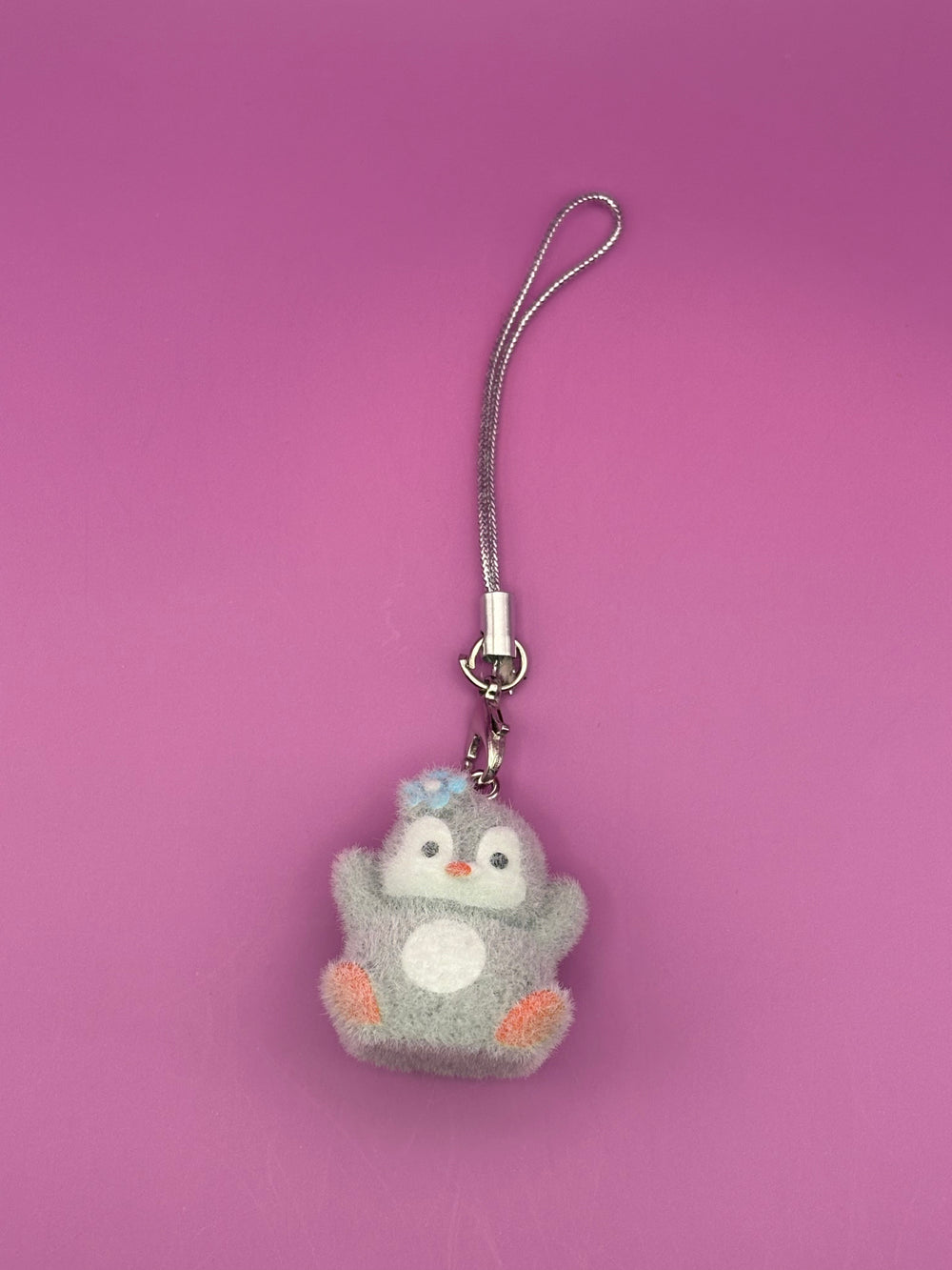 Gray Girly Penguin - Phone Charm