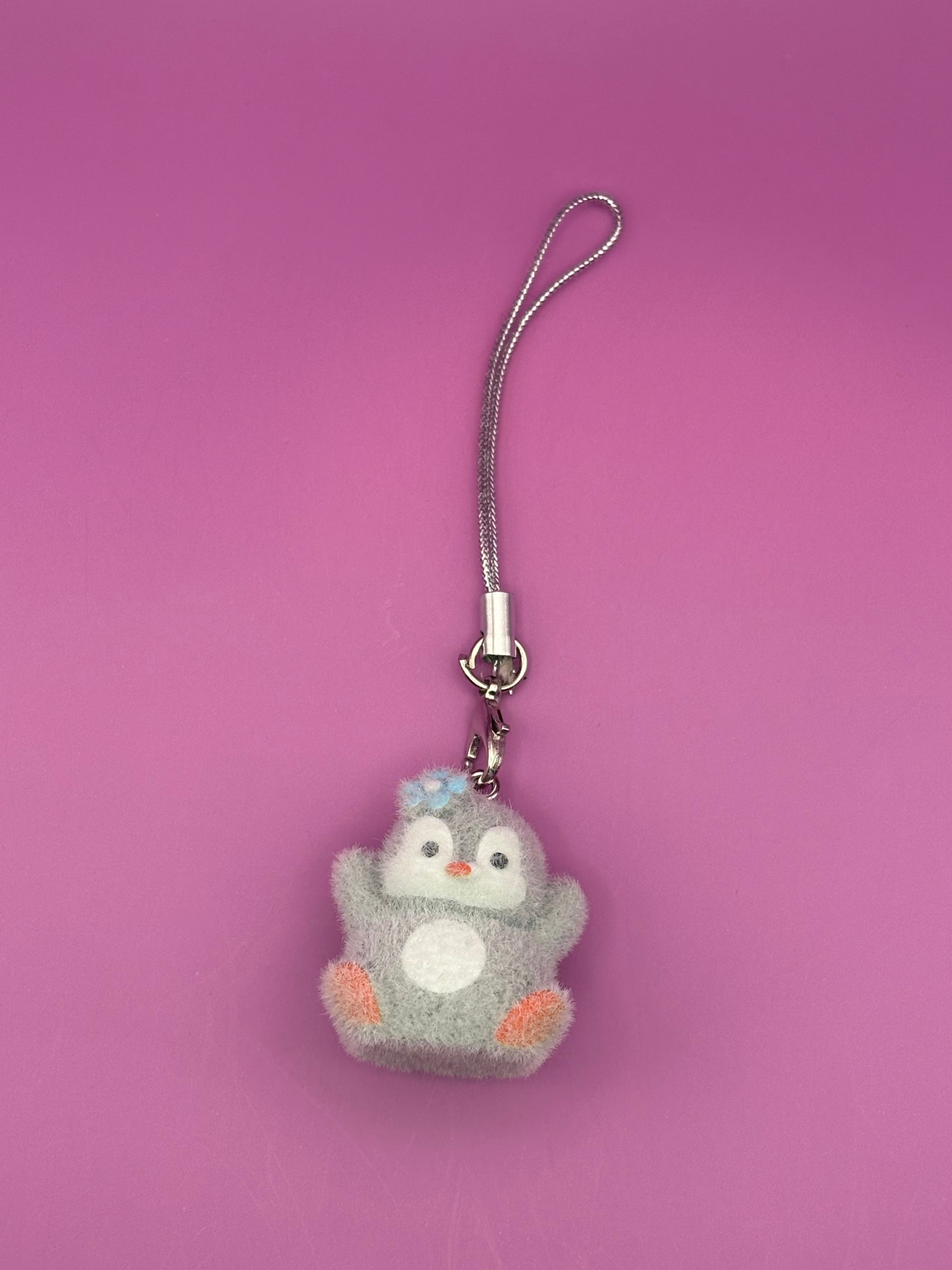 Gray Girly Penguin - Phone Charm