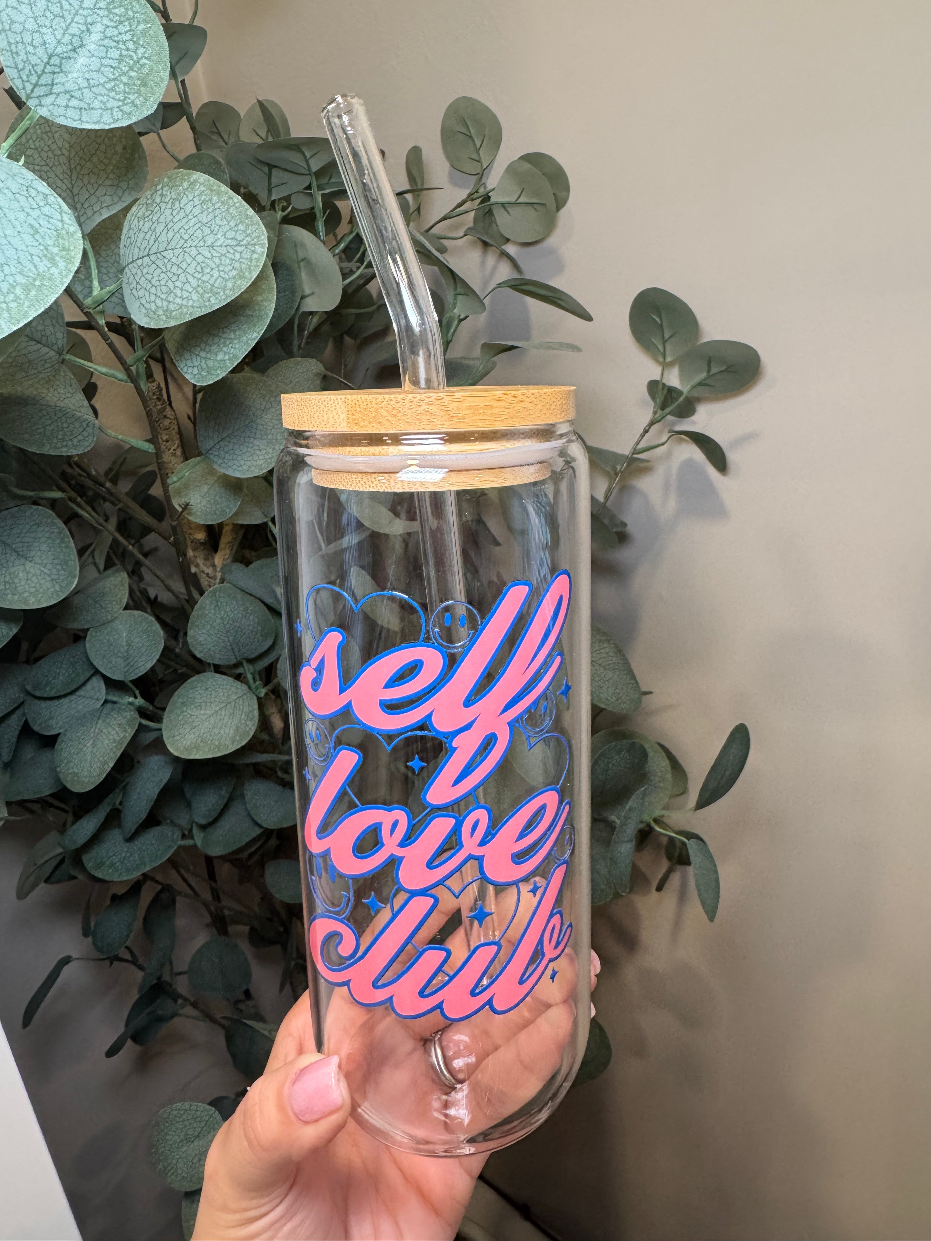 Self Love Club - 20 Oz Glass Can – Hand wash only