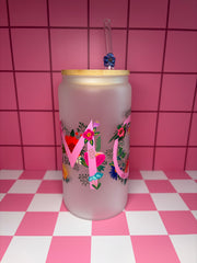 Floral Mom - 16 Oz Glass Can
