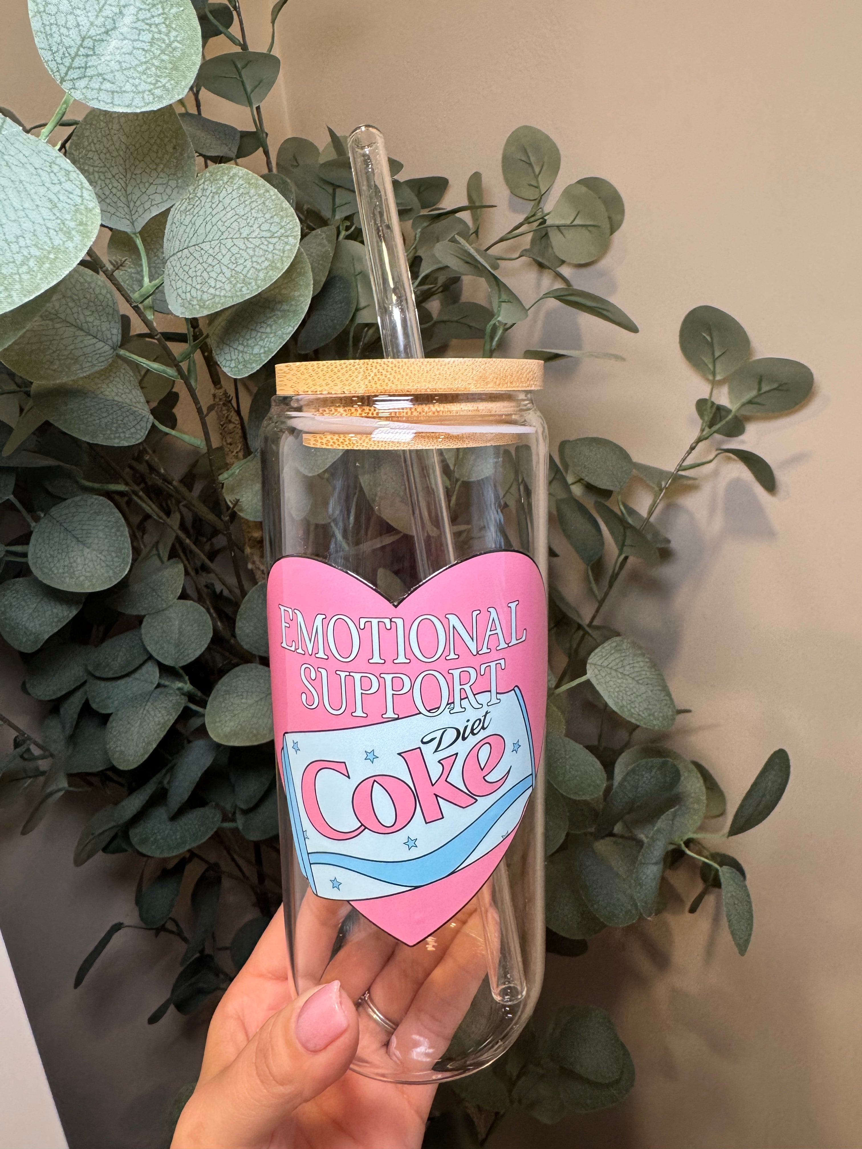 Emotional Support Diet Coke - 20 Oz Glass Can – Hand wash only