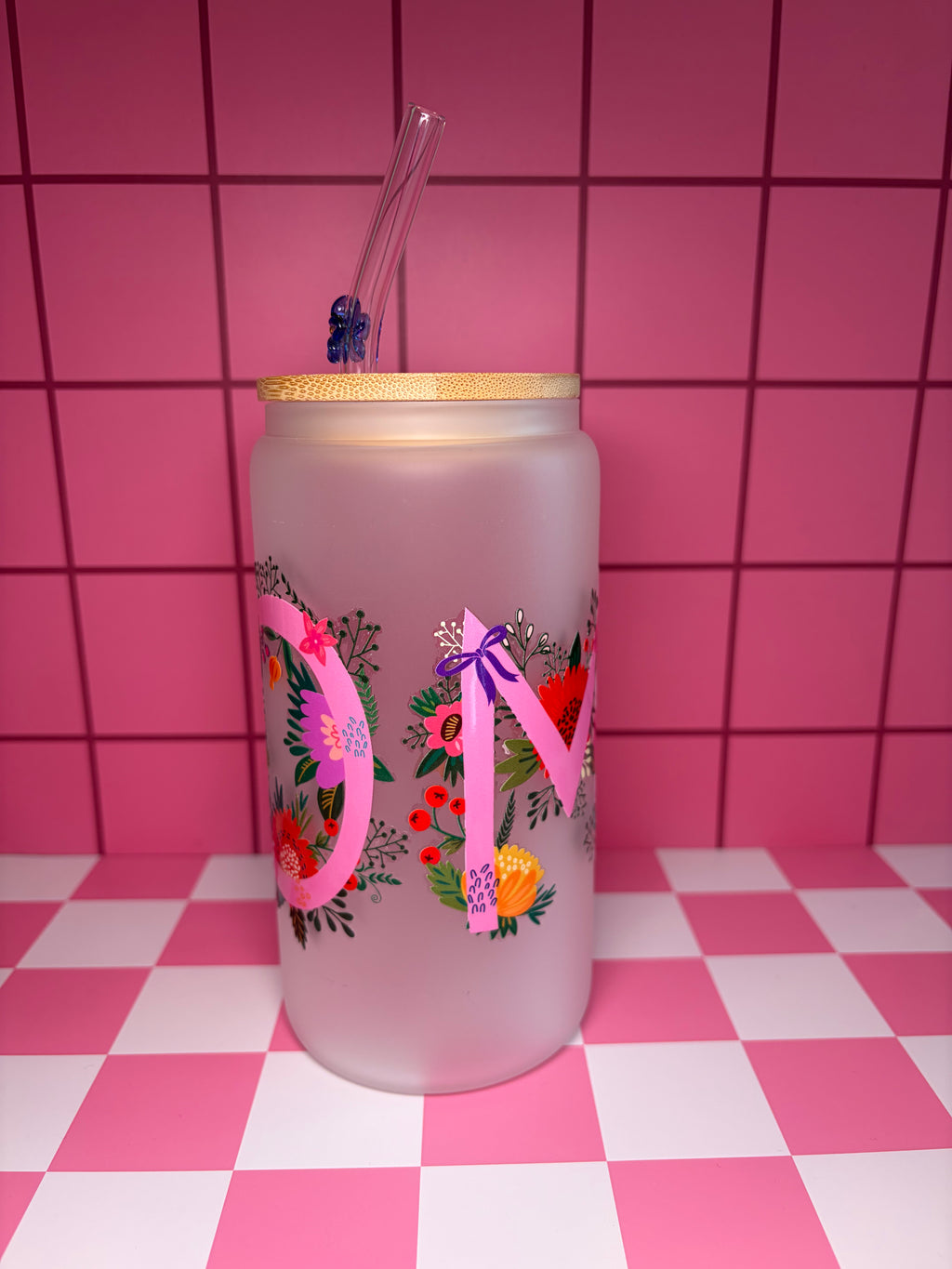 Floral Mom - 16 Oz Glass Can