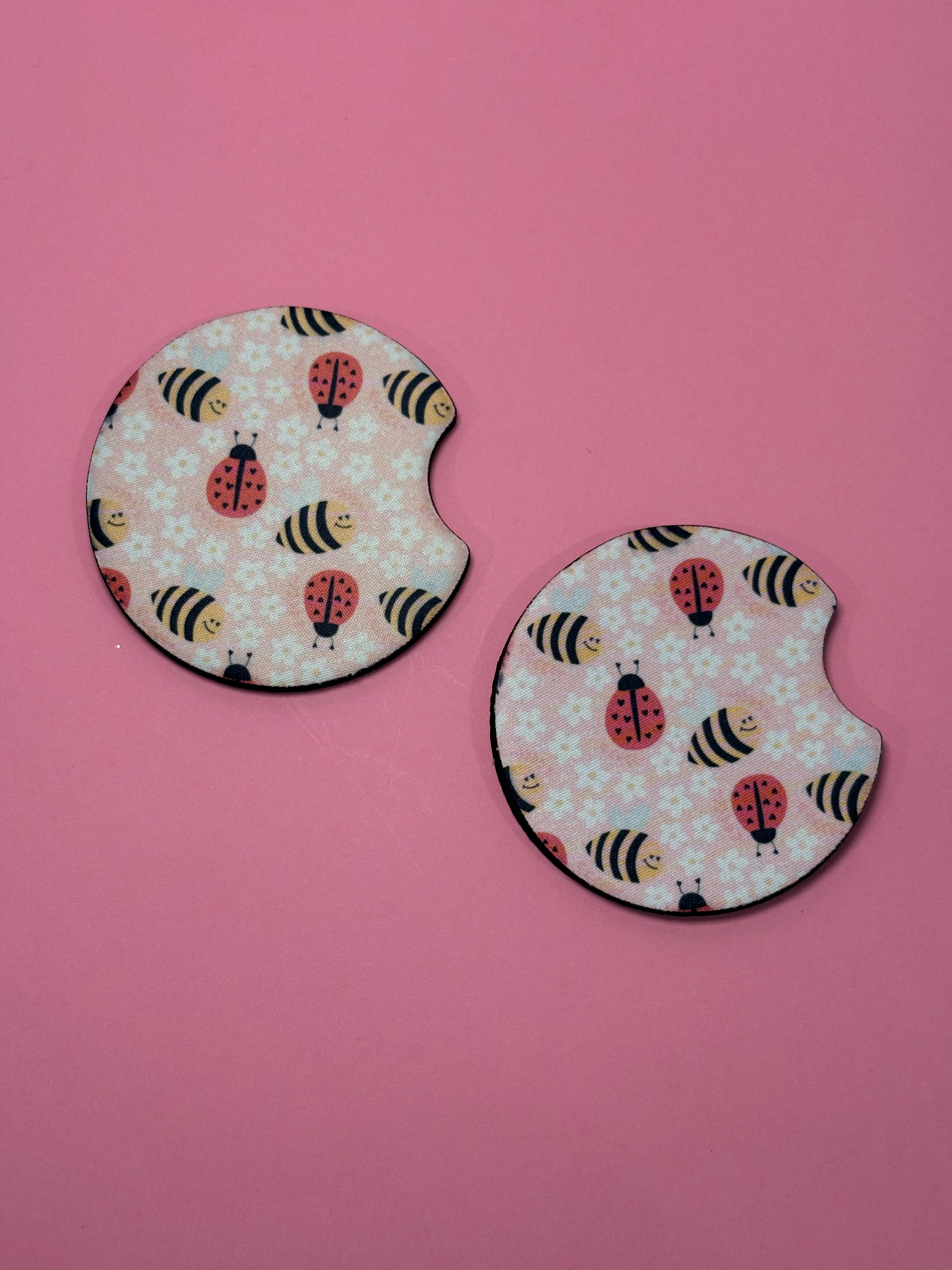 Lady Bugs & Bumble Bees - Car Coaster (Pack of 2)