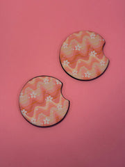 Groovy Waves & Flowers - Car Coaster (Pack of 2)