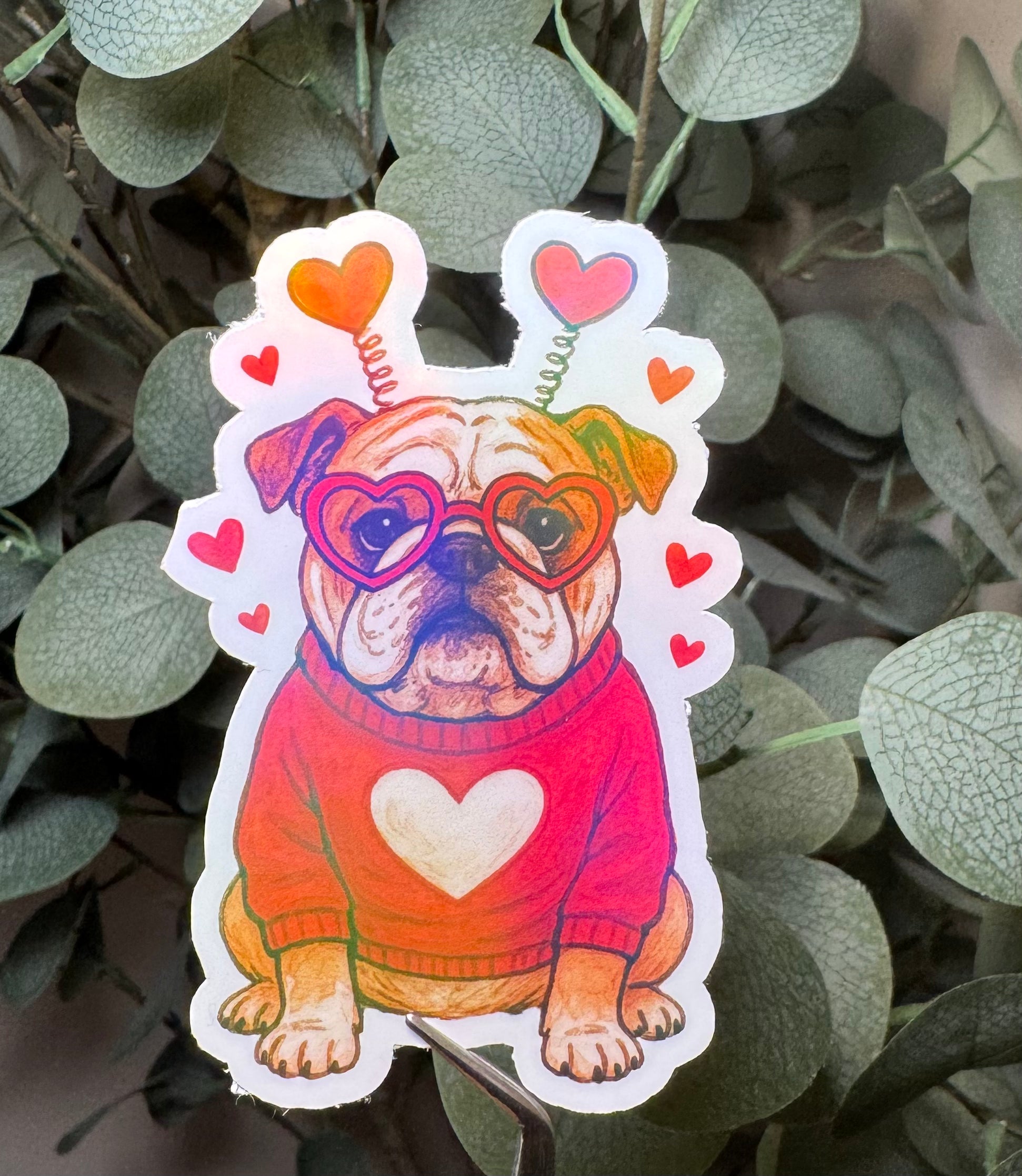 Valentine Bulldog - Sticker – Vinyl & Waterproof Sticker