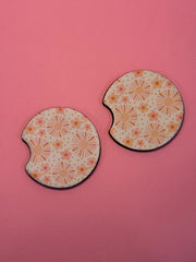 Groovy Sunbursts and Flowers  - Car Coaster (Pack of 2)