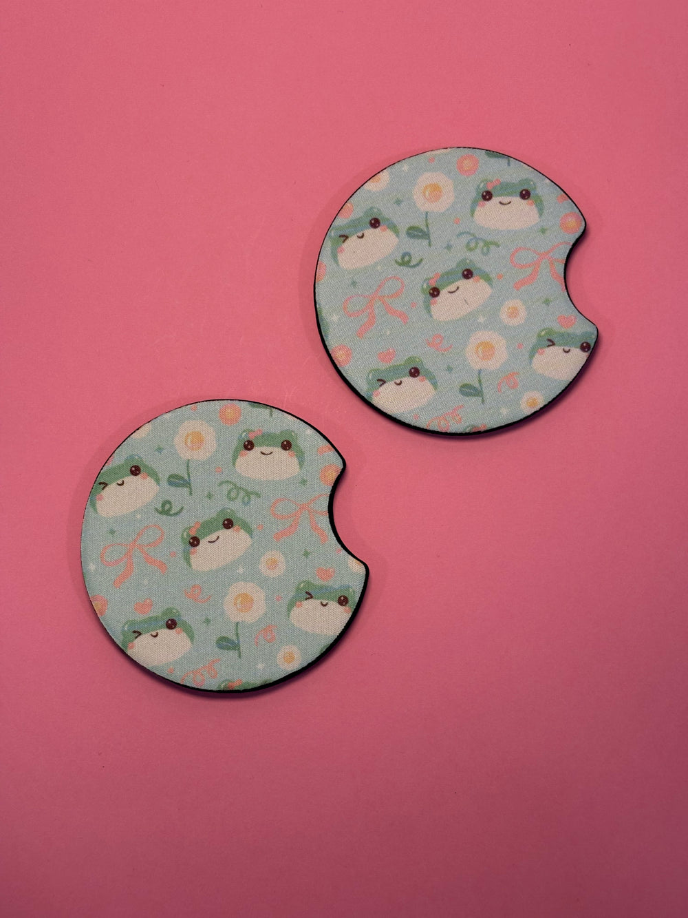 Frogs & Bows  - Car Coaster (Pack of 2)