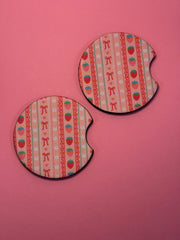 Strawberries & Bows  - Car Coaster (Pack of 2)