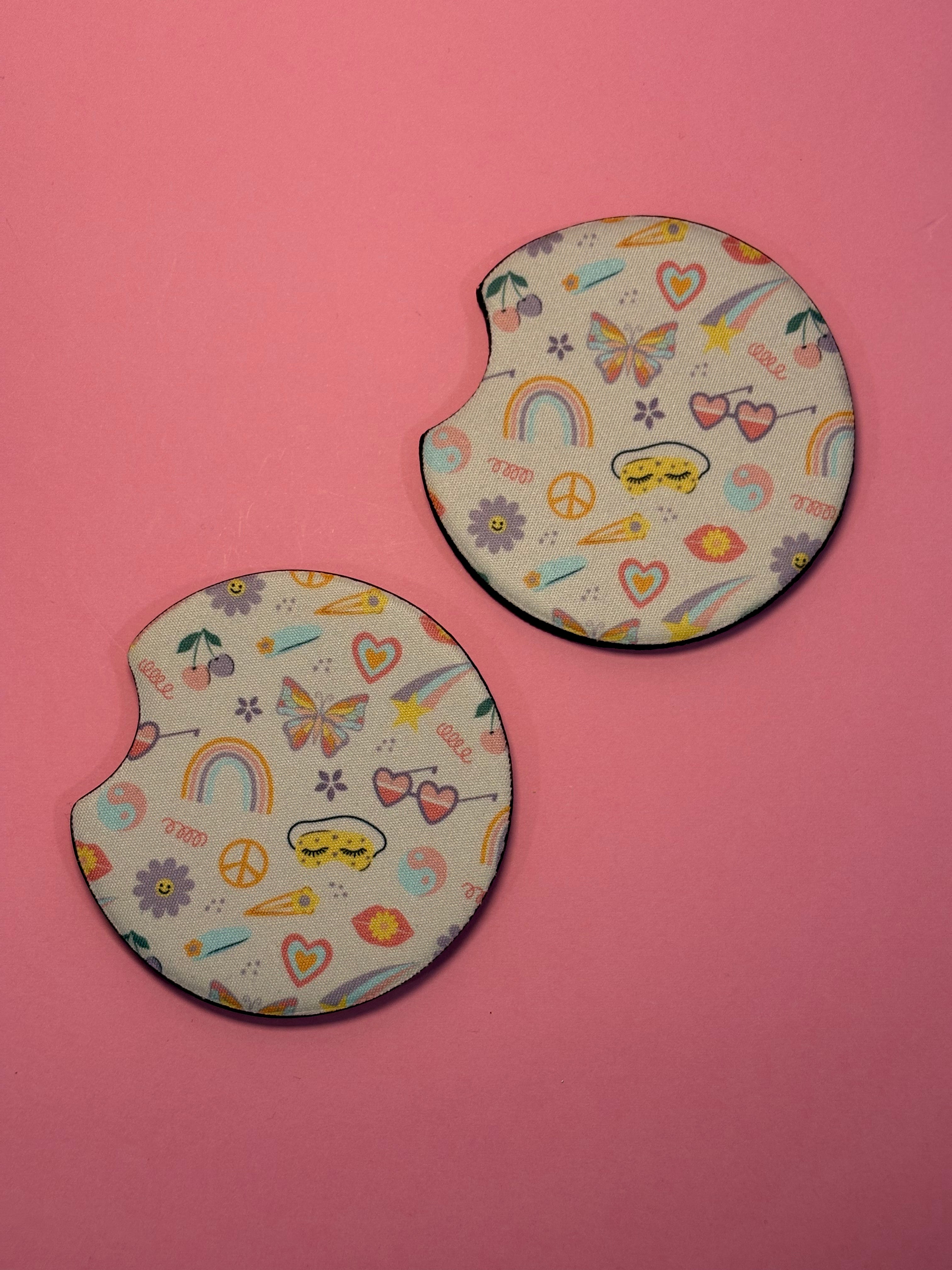 Girly Doodles - Car Coaster (Pack of 2)
