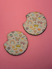 Girly Doodles - Car Coaster (Pack of 2)