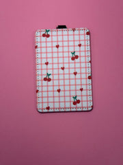 Plaid Cherries & Hearts  - ID Badge Holder with Lanyard