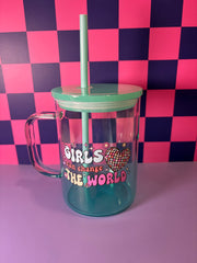 Girls Can Change the World - Glass Mug with Lid