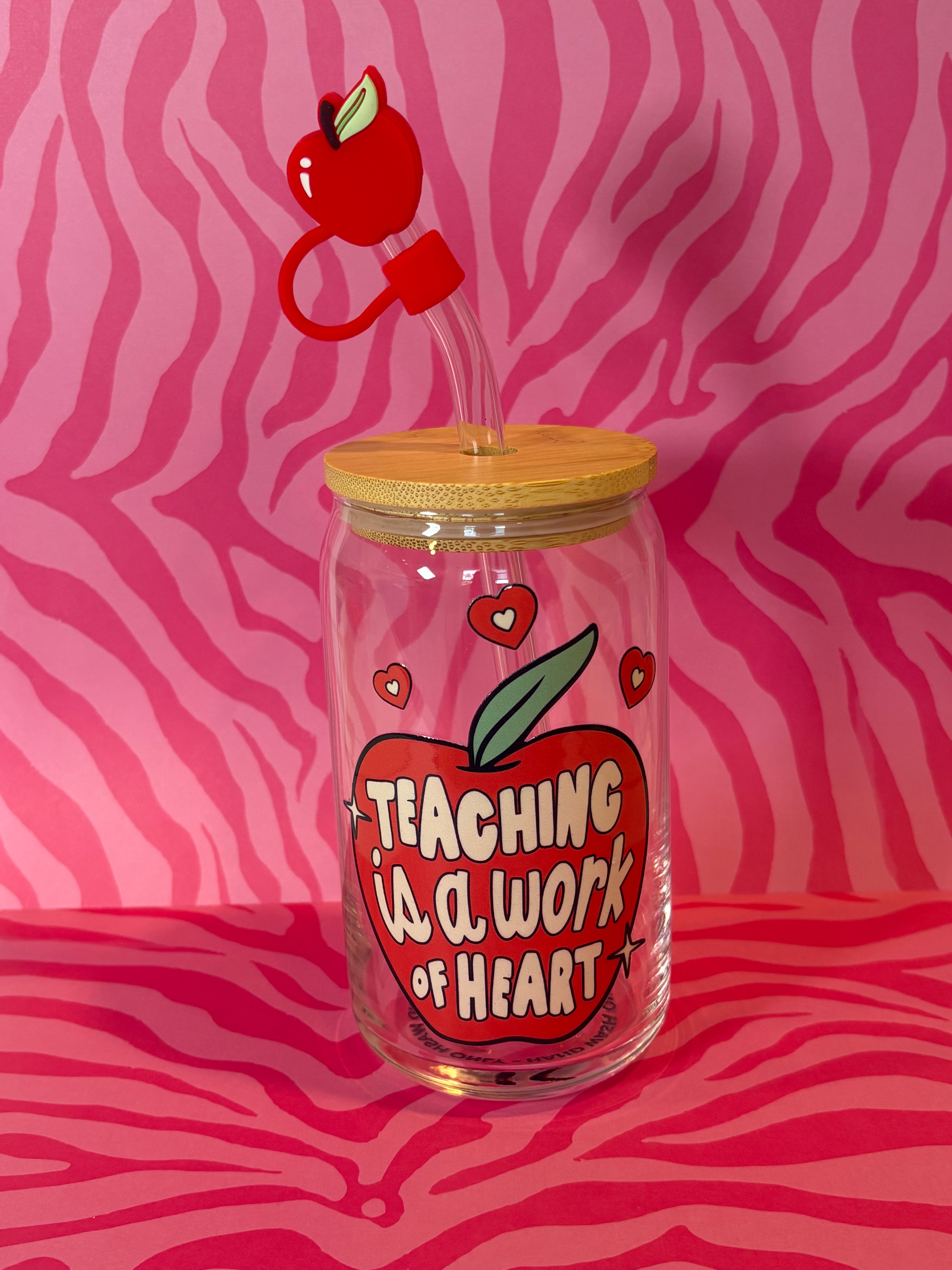 Teaching is a work of heart - 16 Oz Glass Can