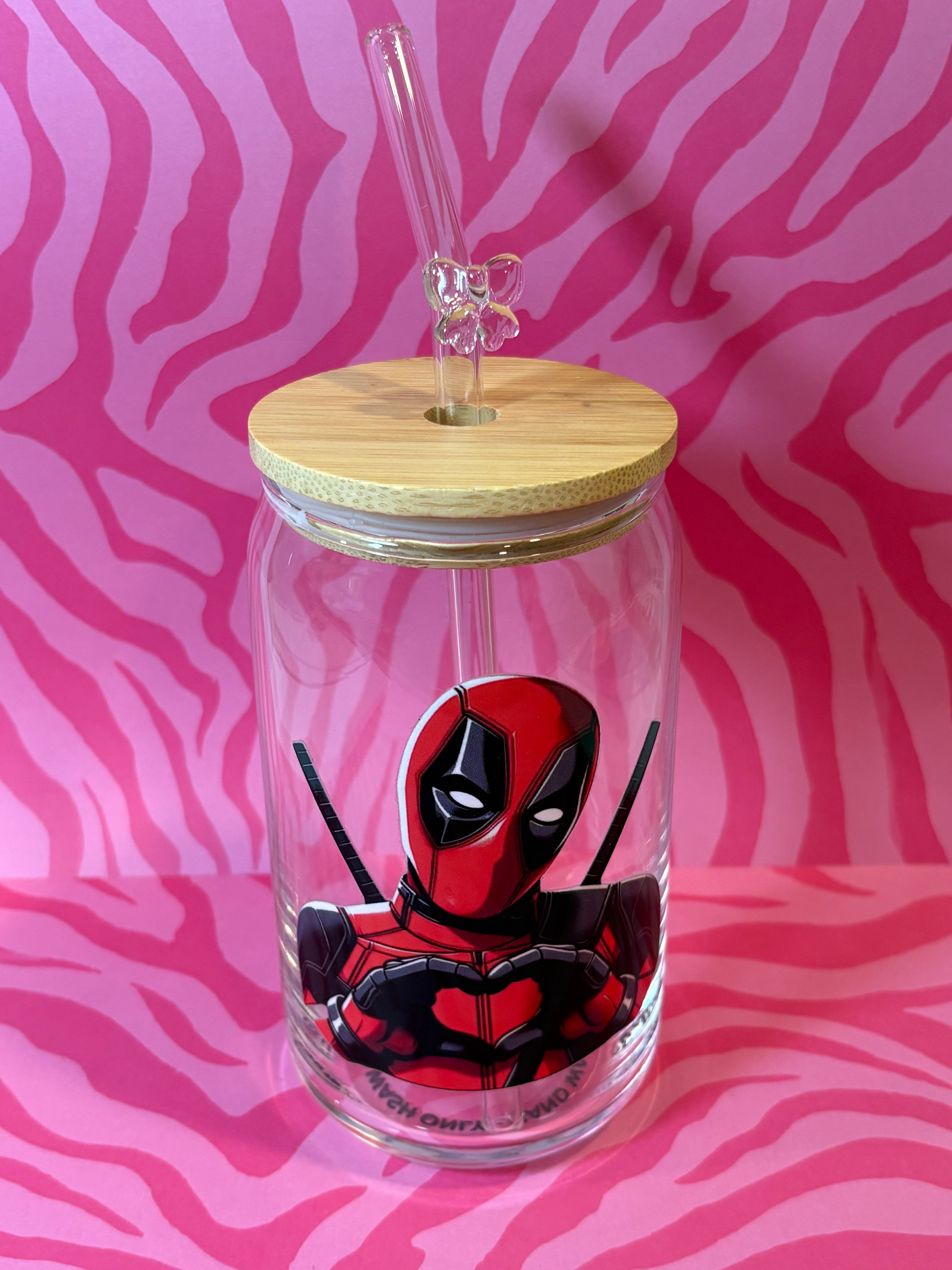 Deadpool Heart - 16 Oz Glass Can