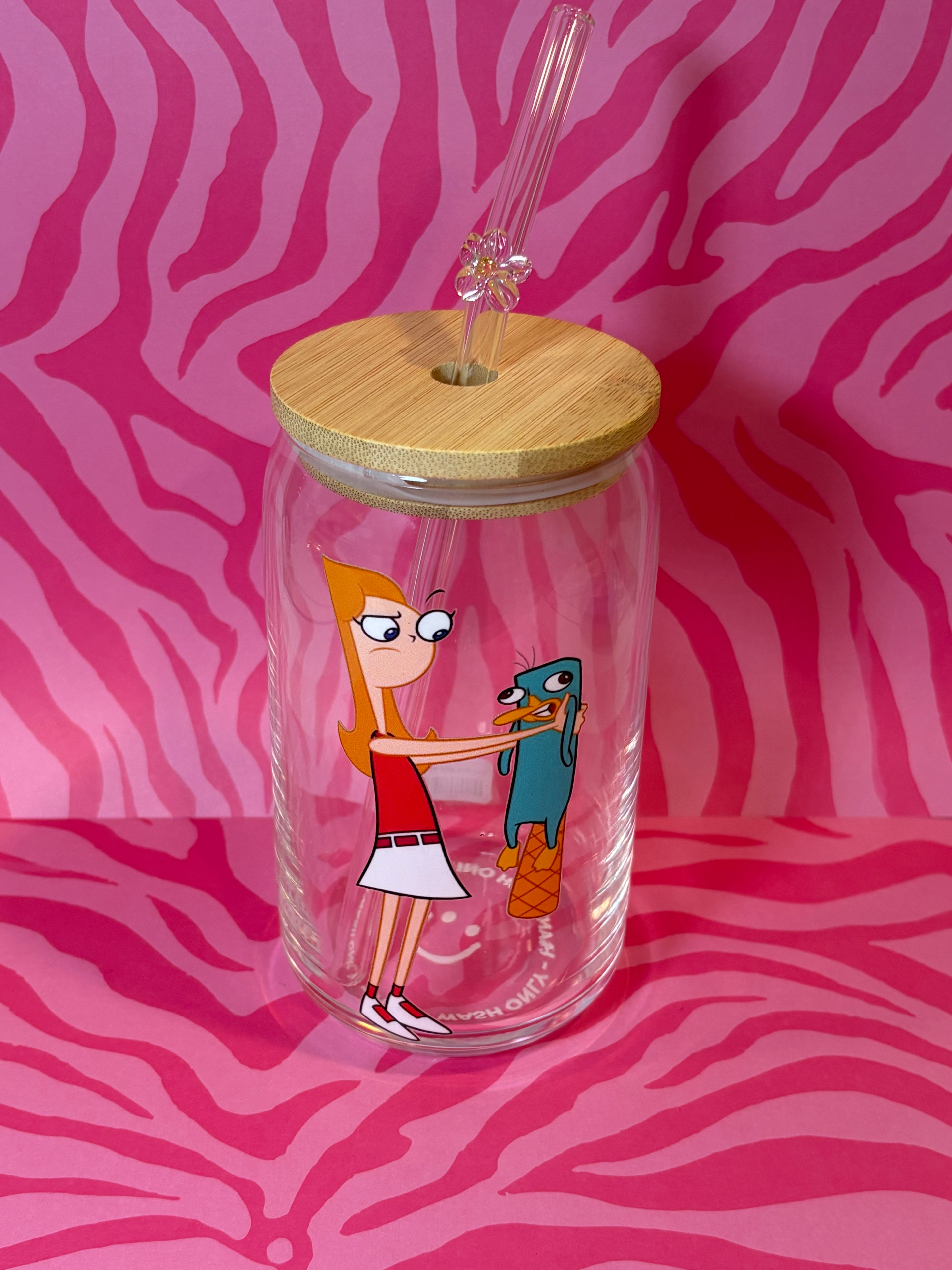 Candice and Perry the Platypus - 16 Oz Glass Can