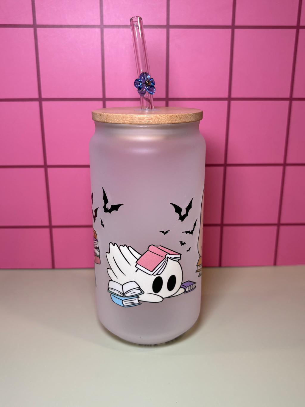 Bookish, Playful Ghosts - 16 Oz Glass Can