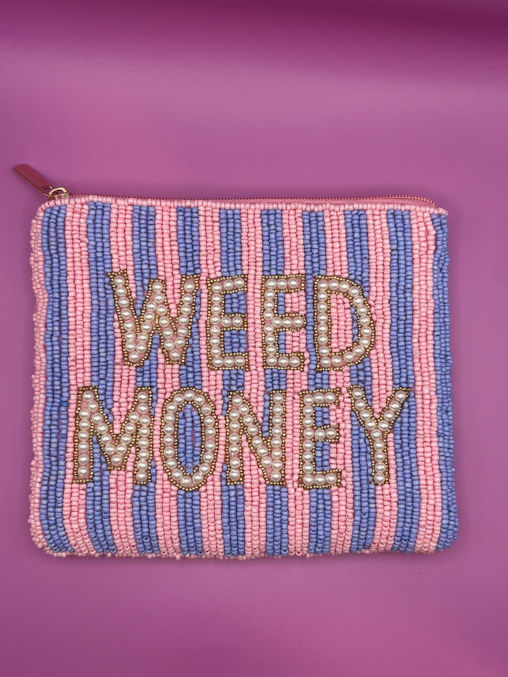Weed Money (Pearl) - Medium Beaded Pouch