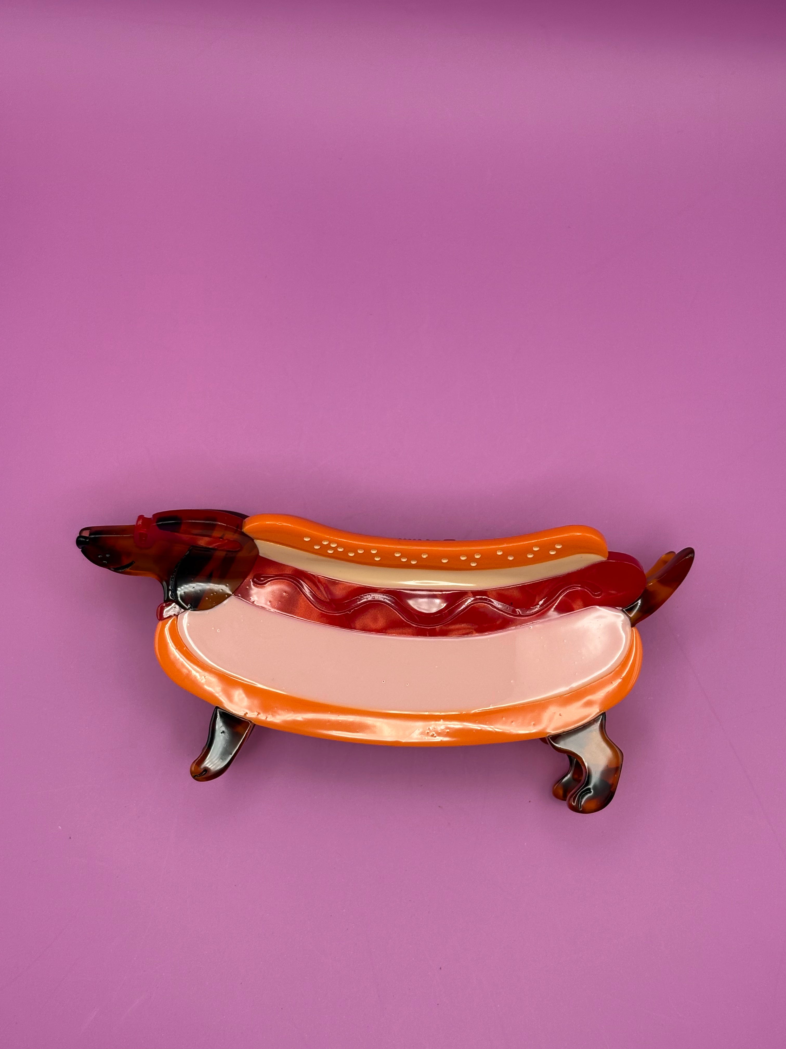 Dachshund Hot Dog-  Claw Clip