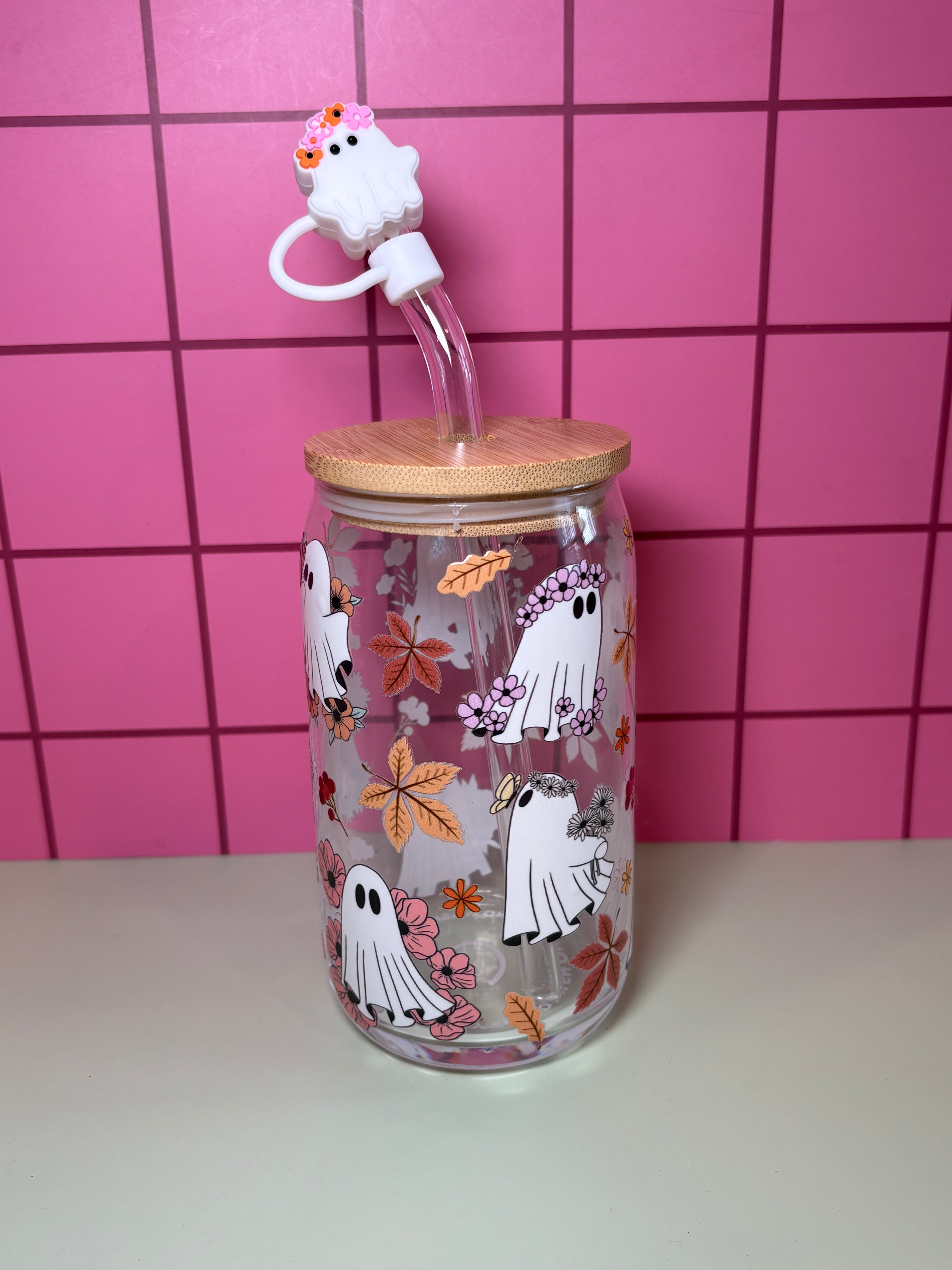 Floral Ghosts - 16 Oz Glass Can