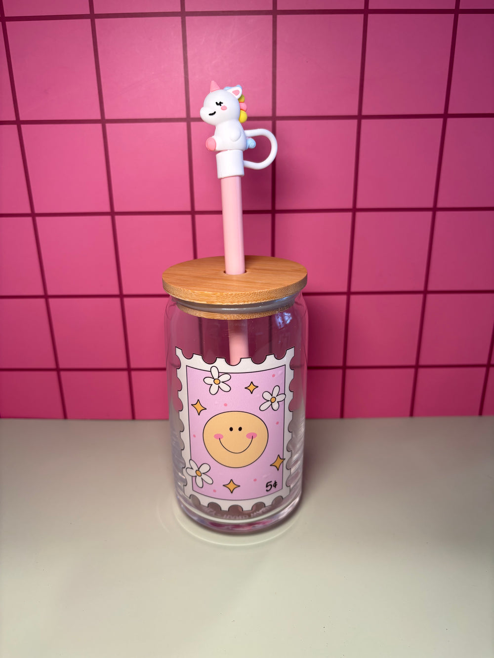 Smiley Stamp - 16 Oz Glass Can