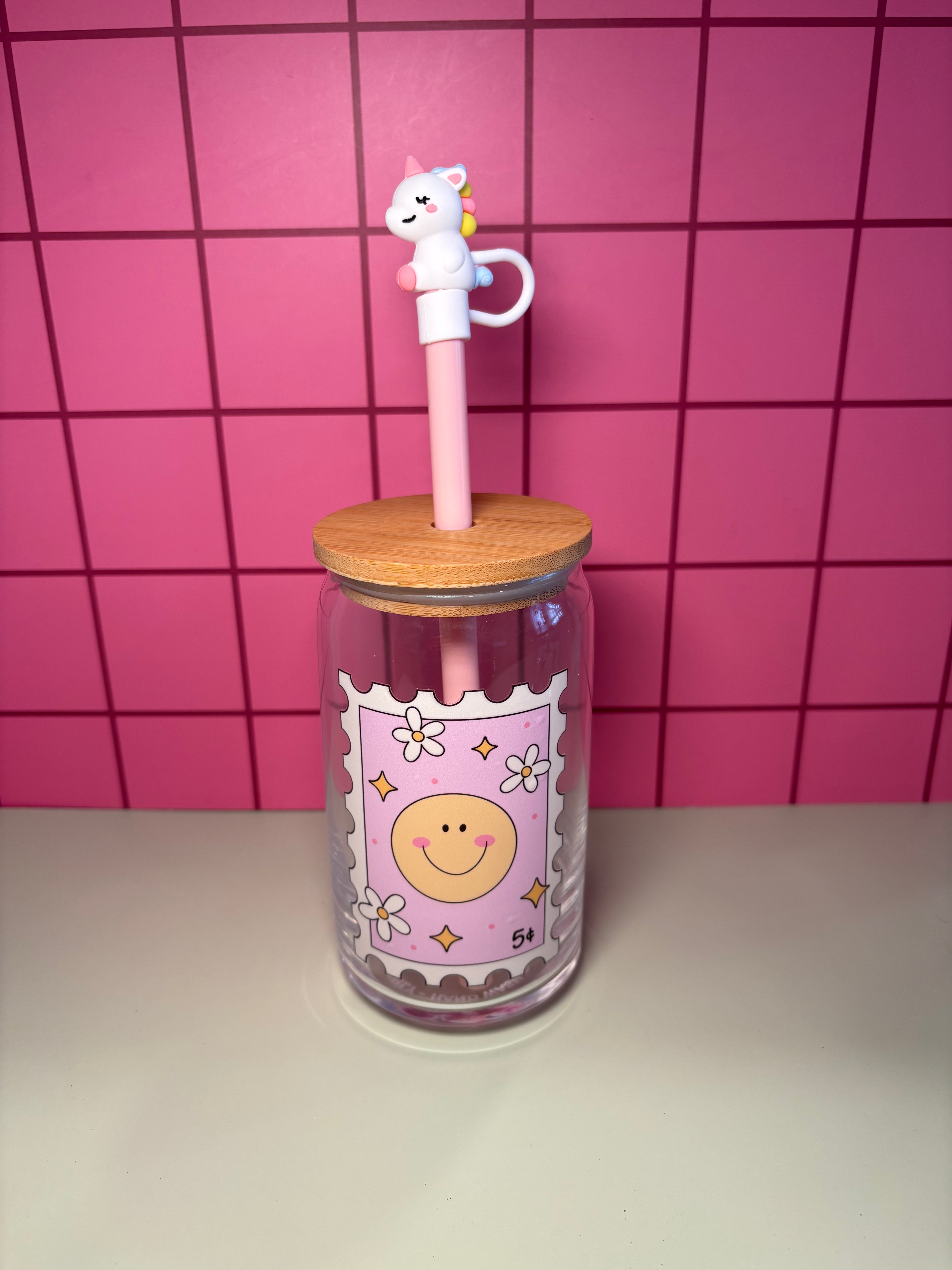 Smiley Stamp - 16 Oz Glass Can