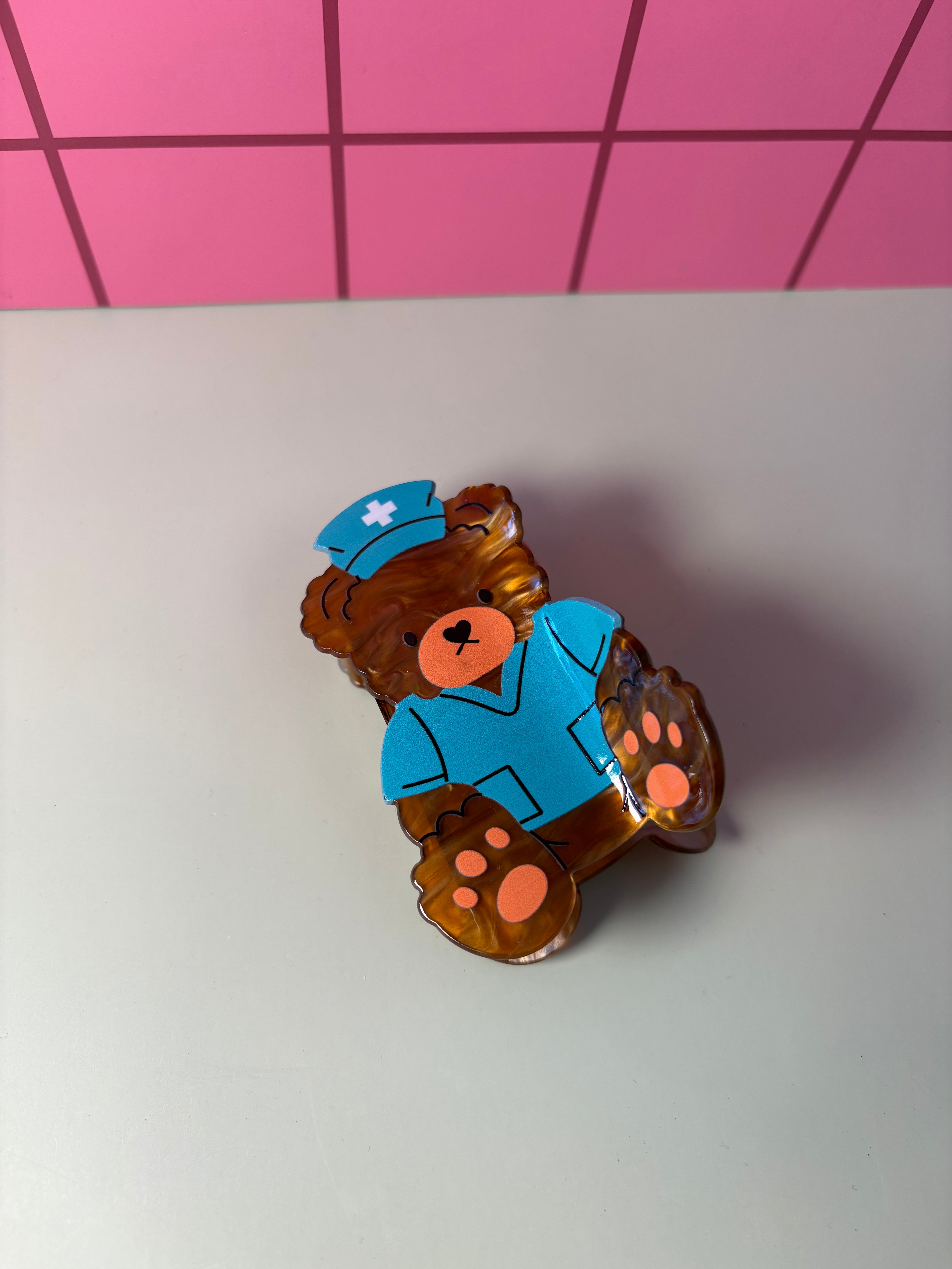 Nurse Bear  -  Claw Clip