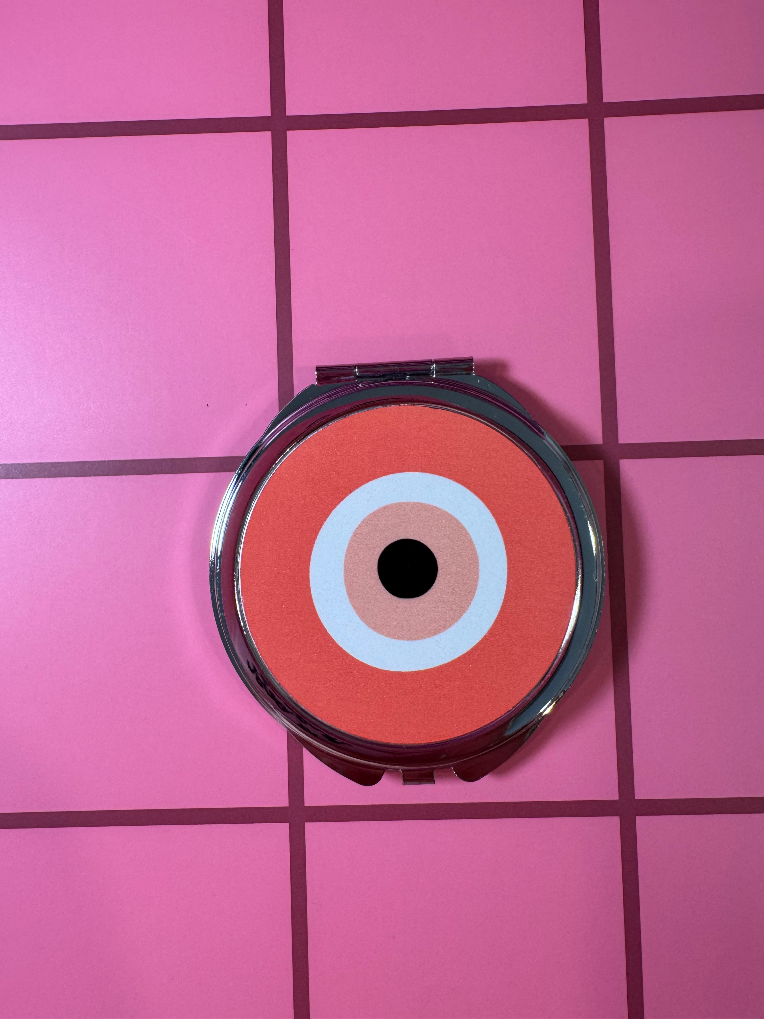 Pink Evil Eye Compact Mirror