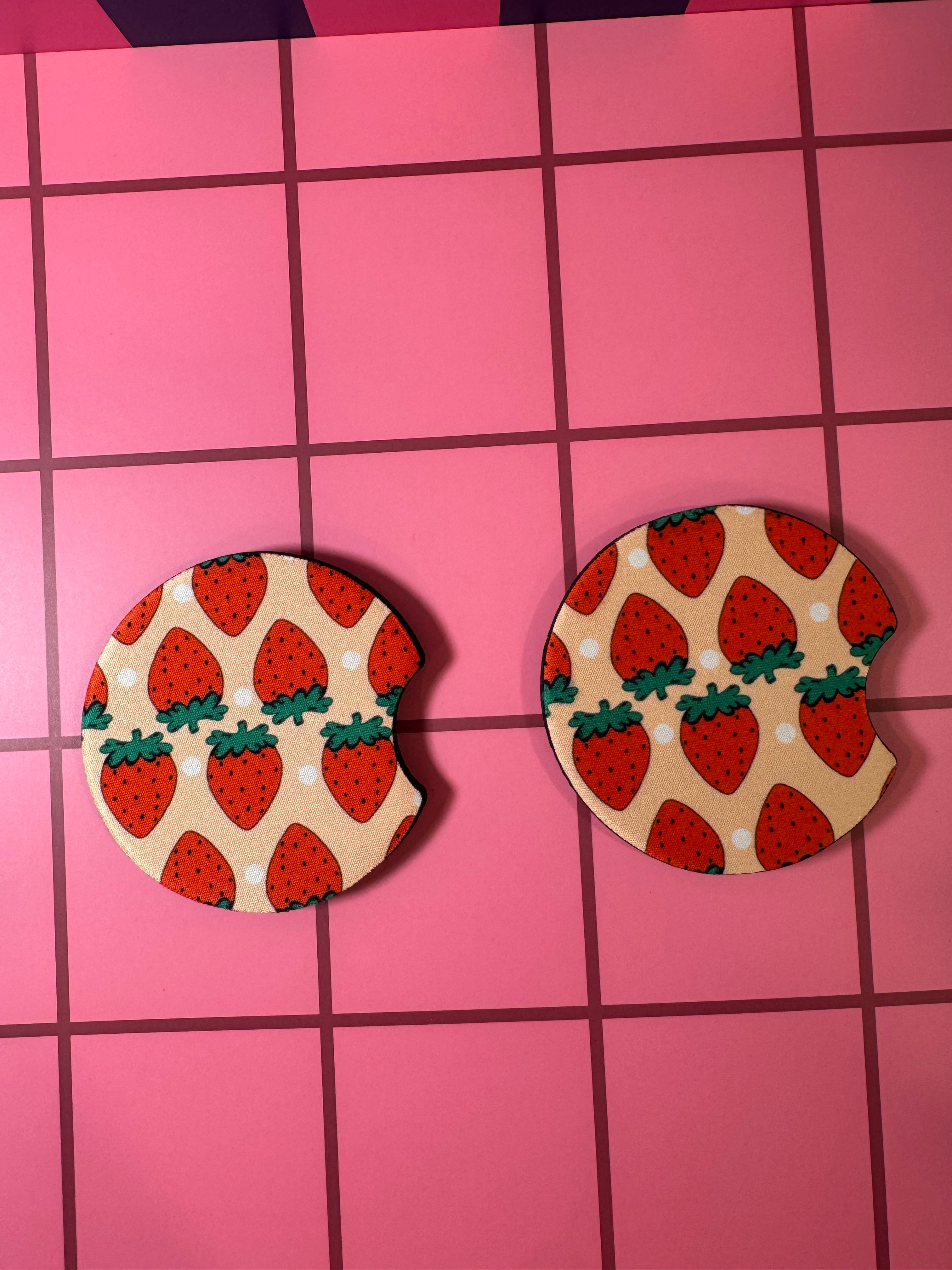 Strawberries Car Coaster (Pack of 2)
