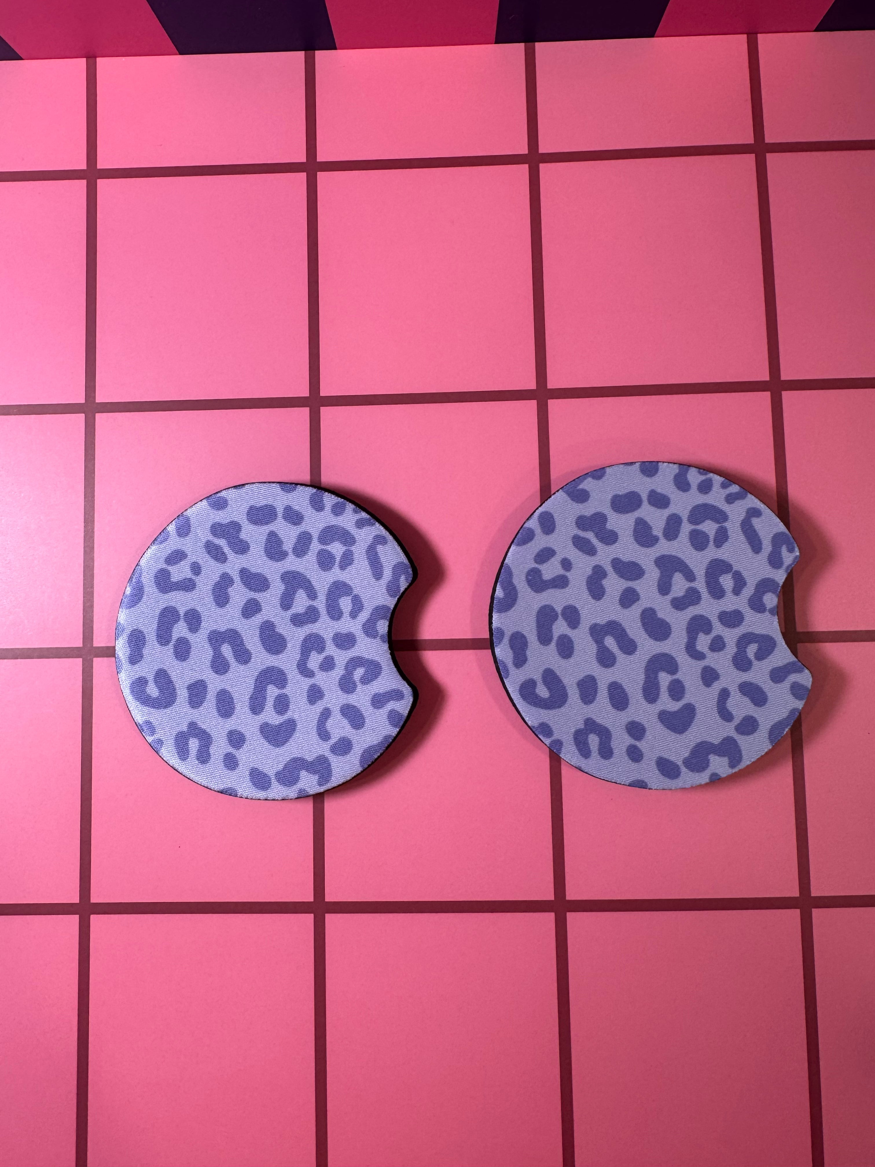 Purple Cheetah Print Car Coaster (Pack of 2)