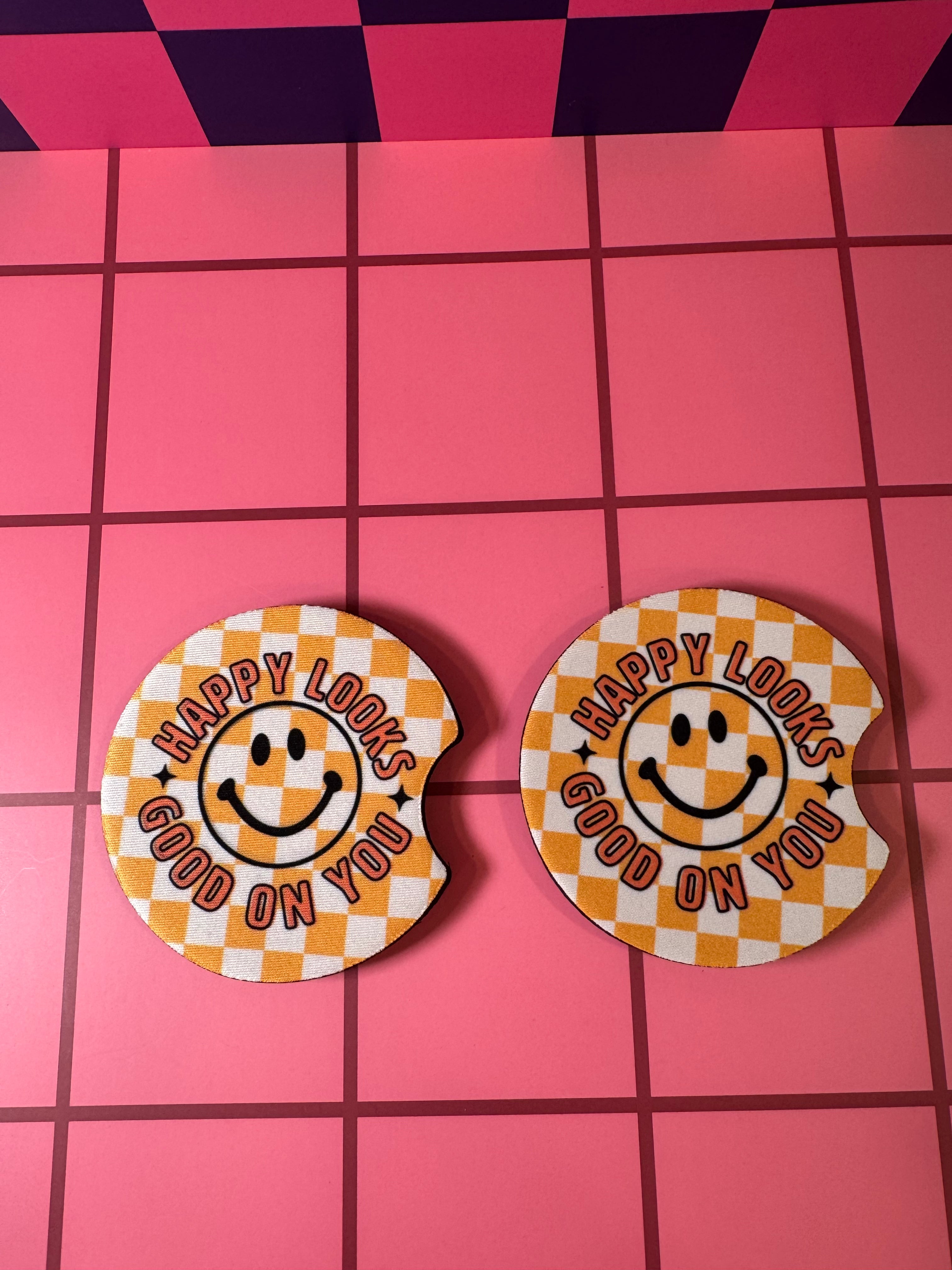 Happy Looks Good on You Car Coaster (Pack of 2)