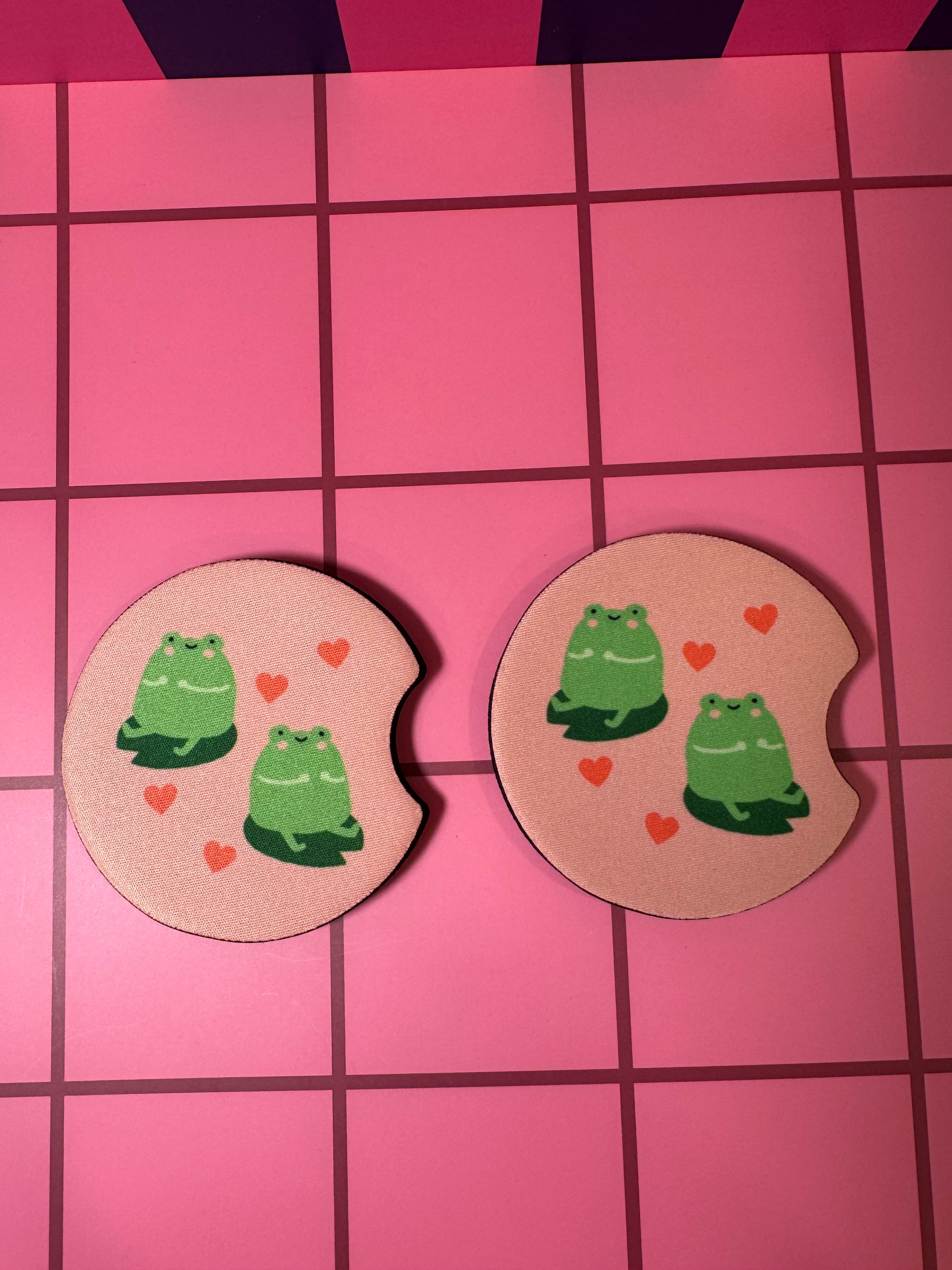 Frogs & Hearts Car Coaster (Pack of 2)