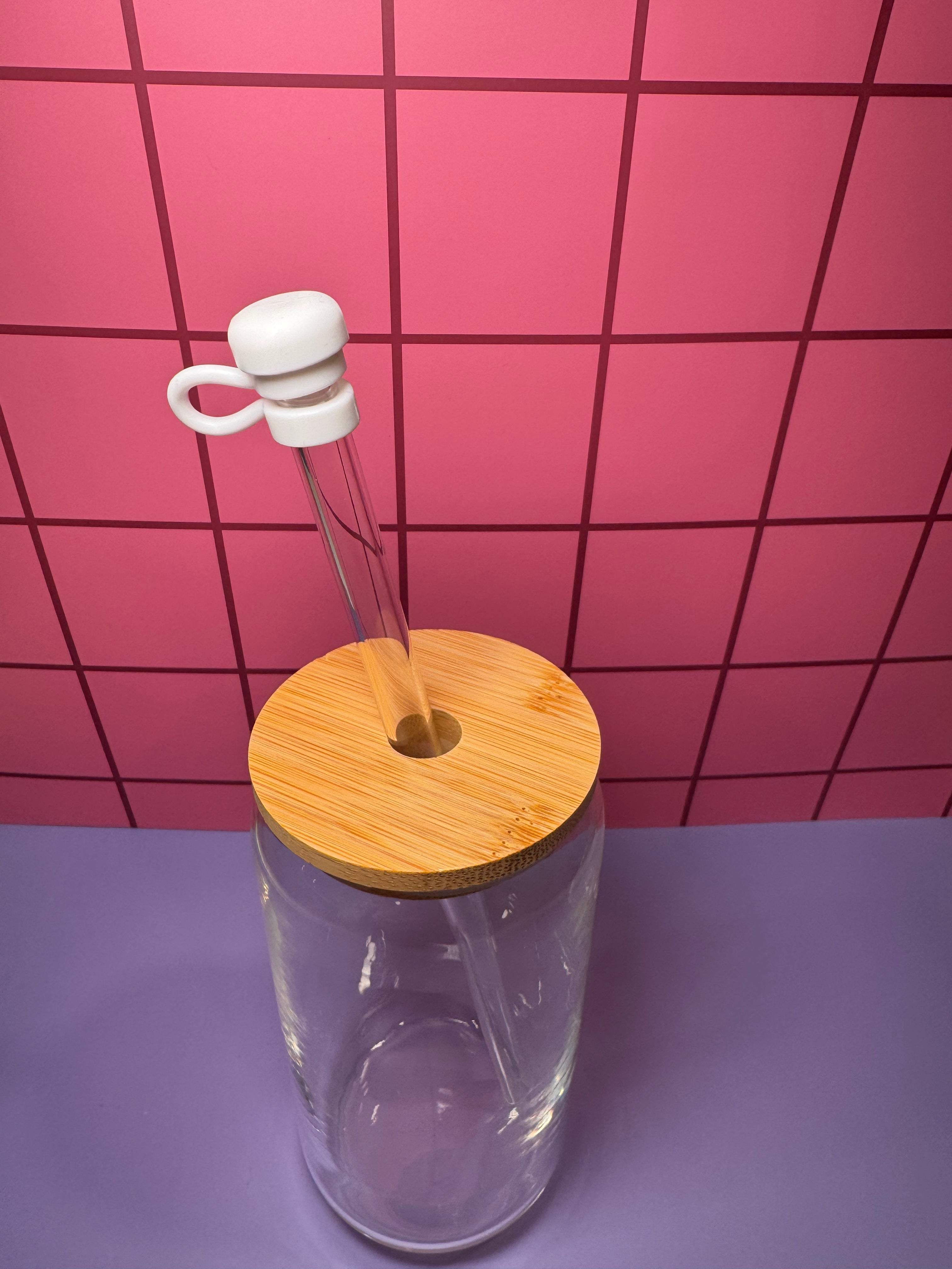 White Button 3D Straw Topper