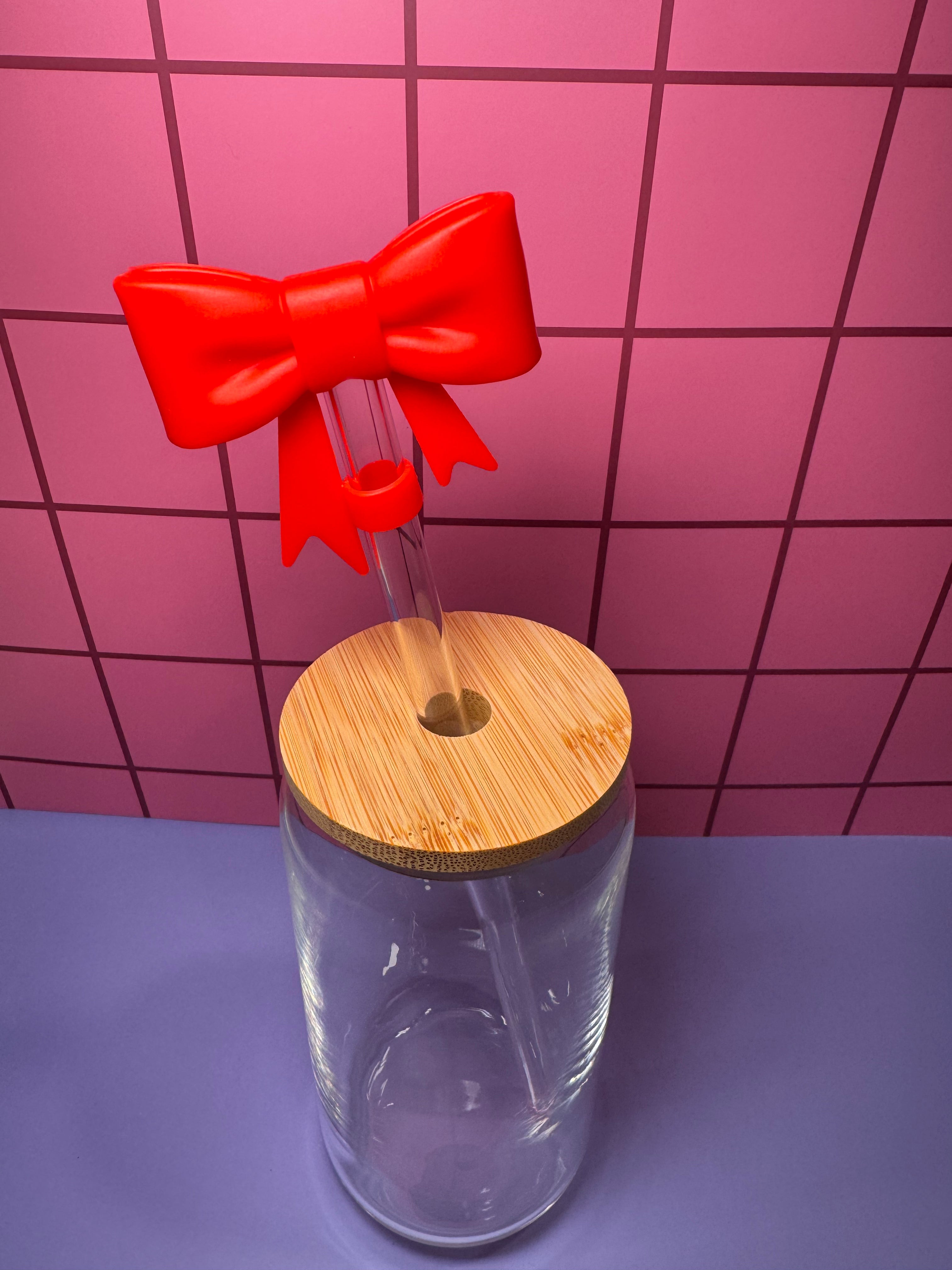 Red Bow 3D Straw Topper
