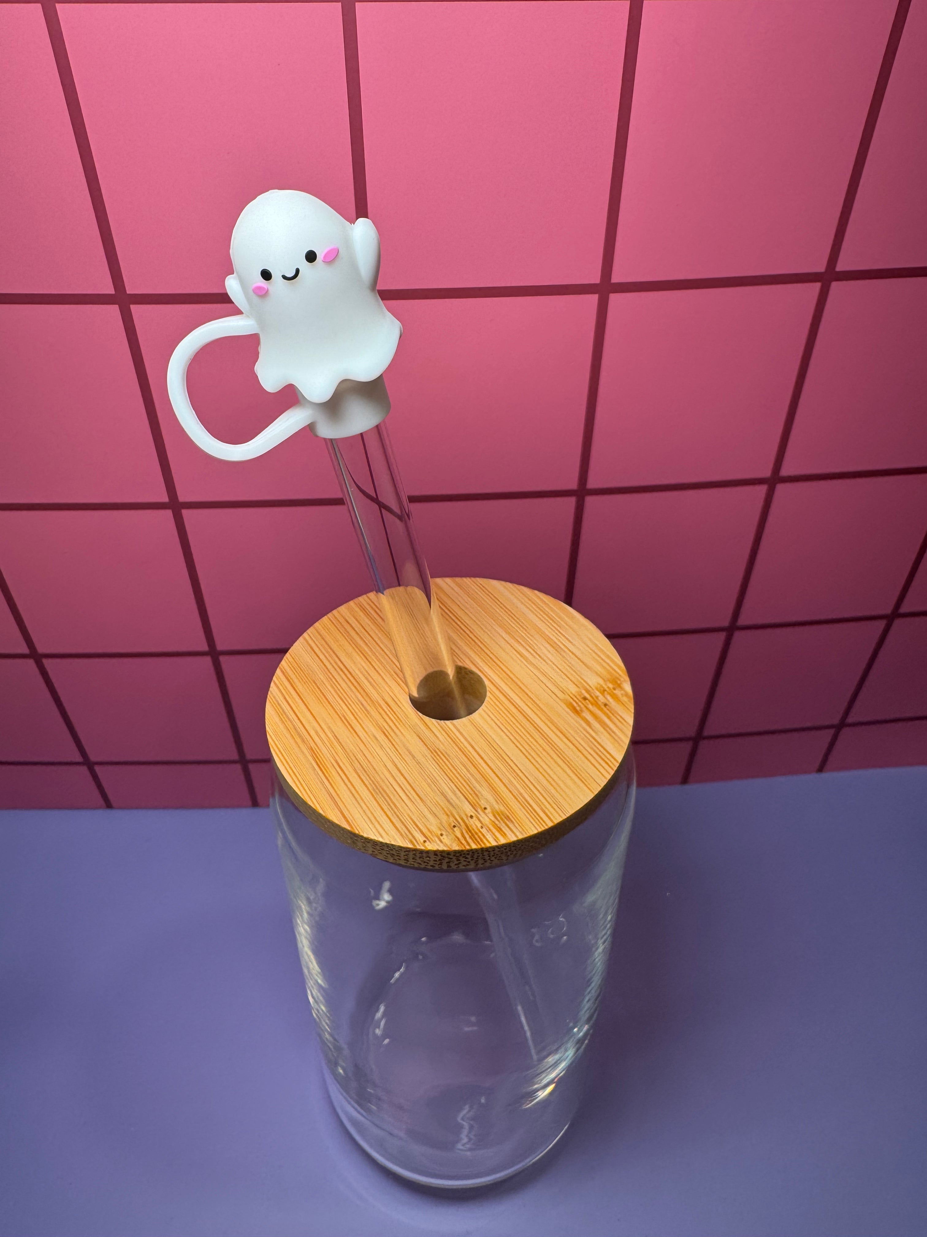 Smiling Ghost 3D Straw Topper