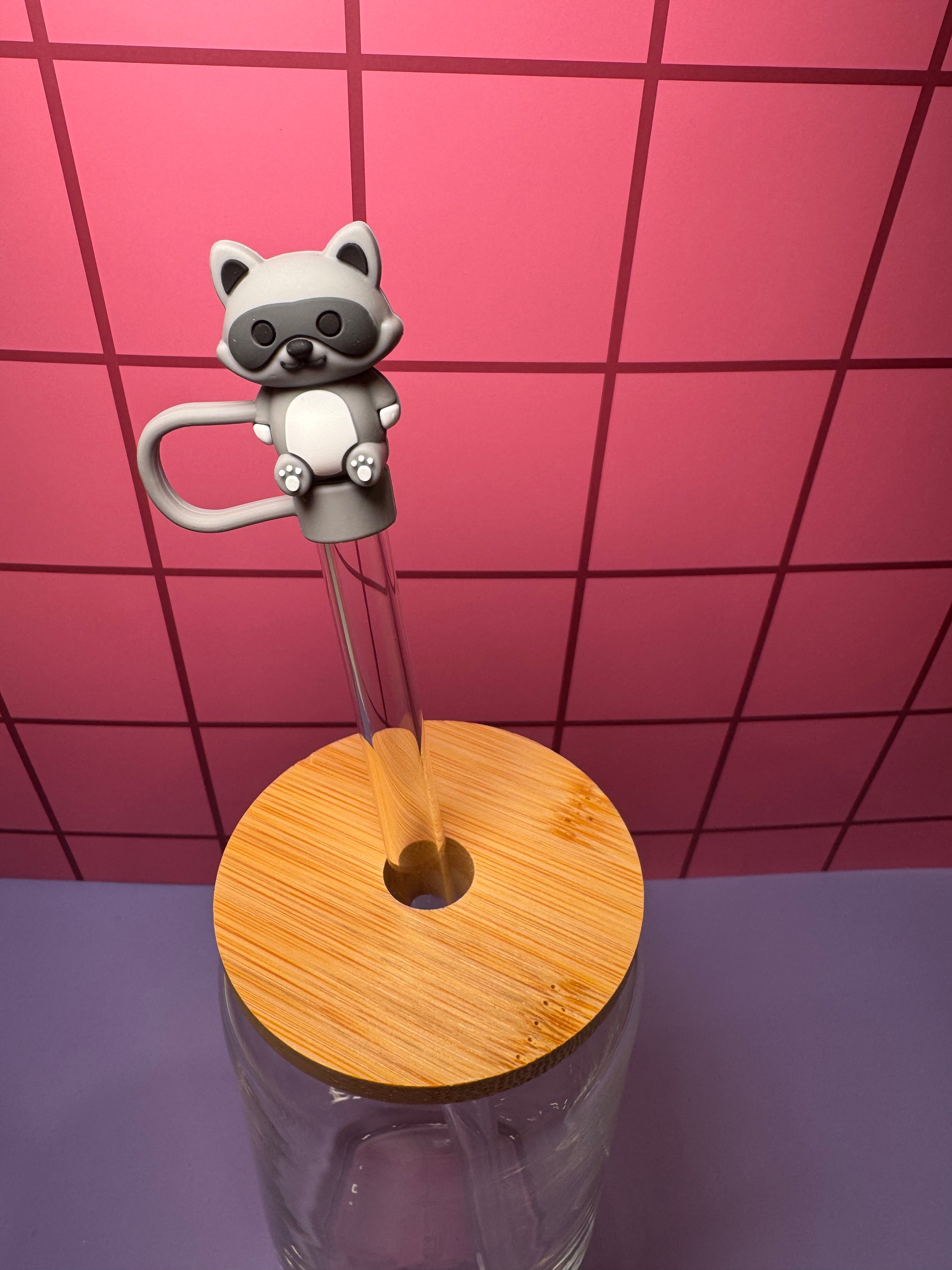 Raccoon 3D Straw Topper