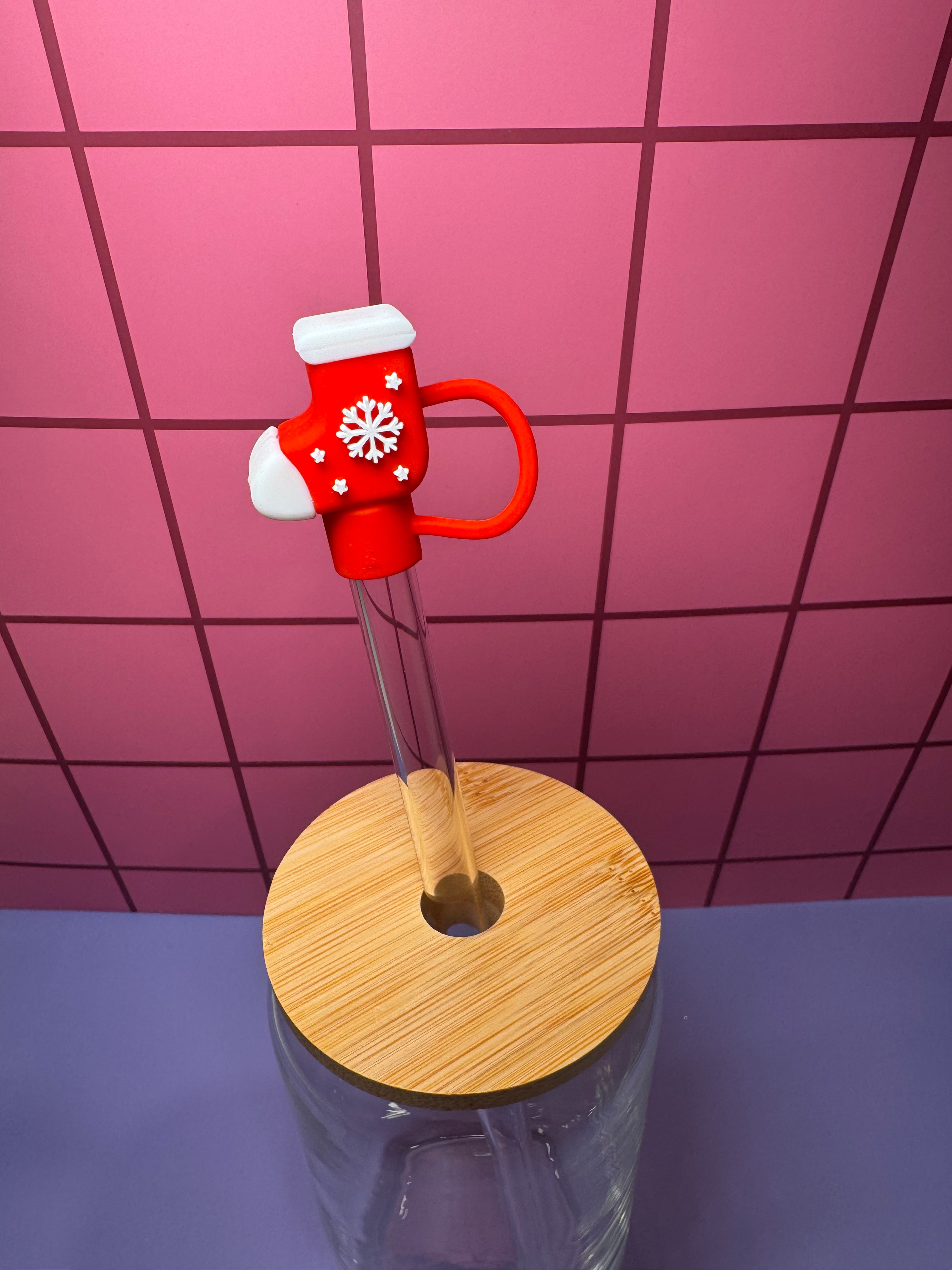 Christmas Stocking 3D Straw Topper