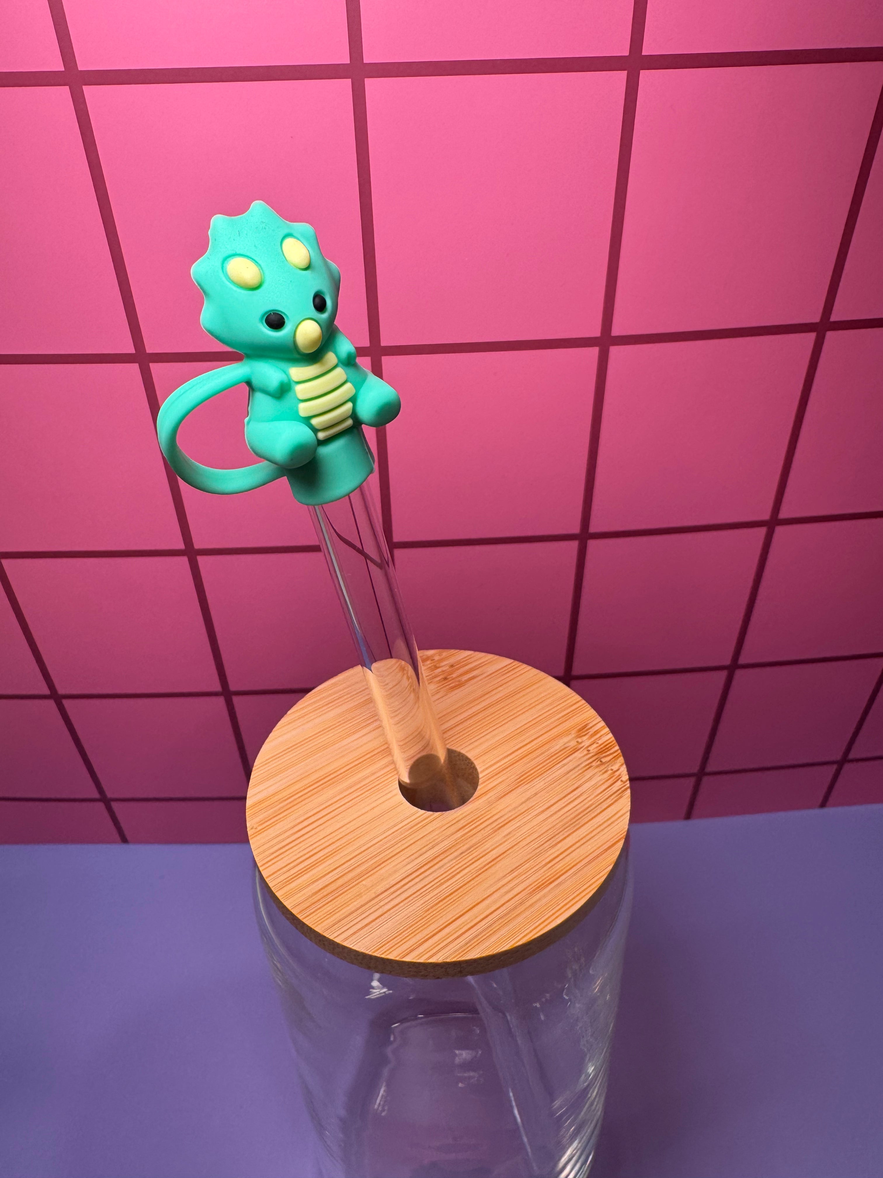 Green Dinosaur 3D Straw Topper