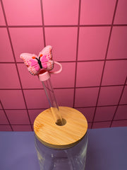 Pink Butterfly - 3D Straw Topper
